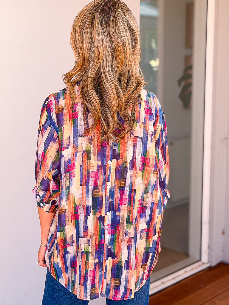 Chloe Blouse - Multi Blue