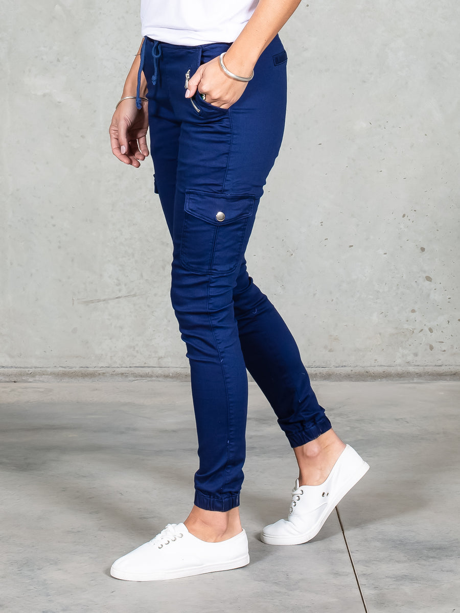 Women's Jogger Pants, Navy, Cotton Blend Jenni Joggers, Tall