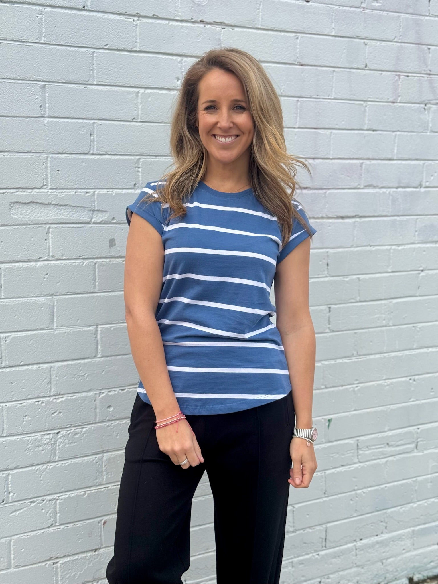 Manly Stripe Tee - Blue Horizon/White Stripe