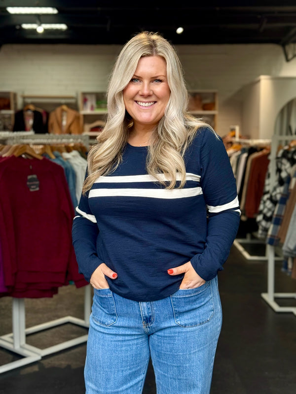Adora Long Sleeve Tee - Navy