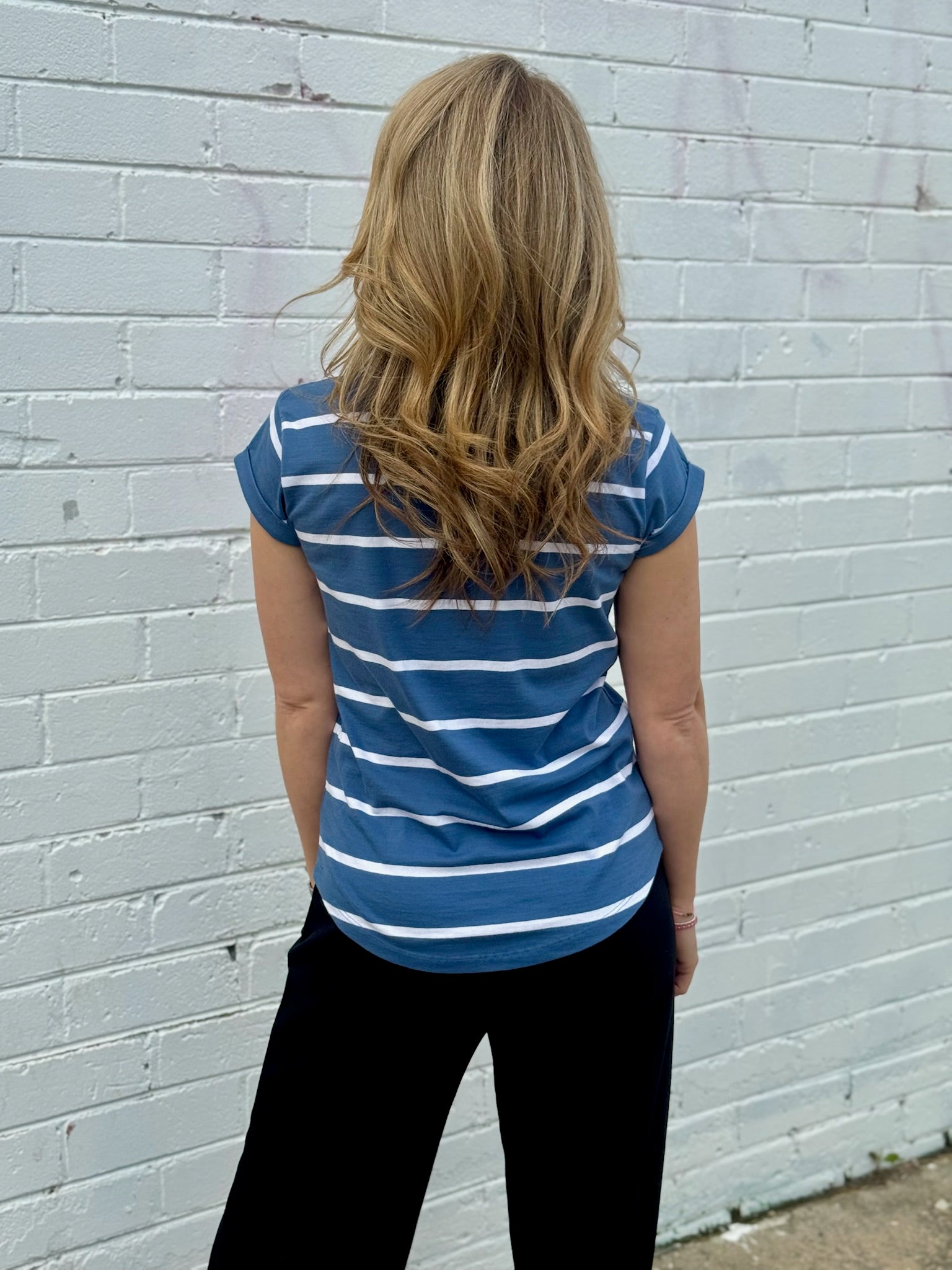Manly Stripe Tee - Blue Horizon/White Stripe