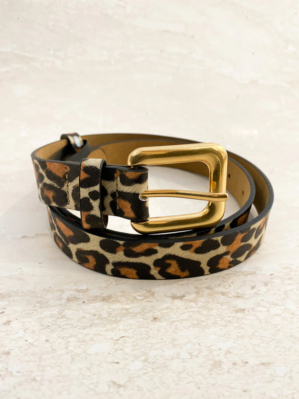 Leopard Square Buckle PU Belt