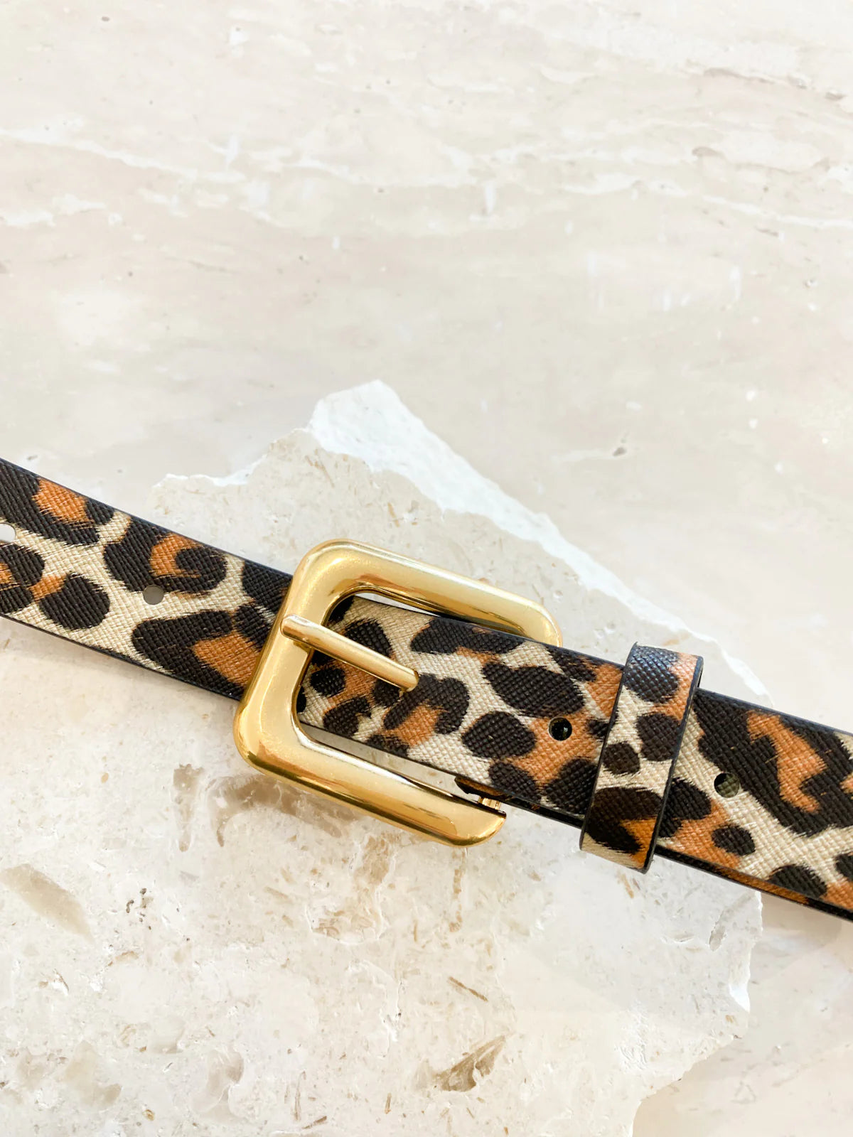 Leopard Square Buckle PU Belt