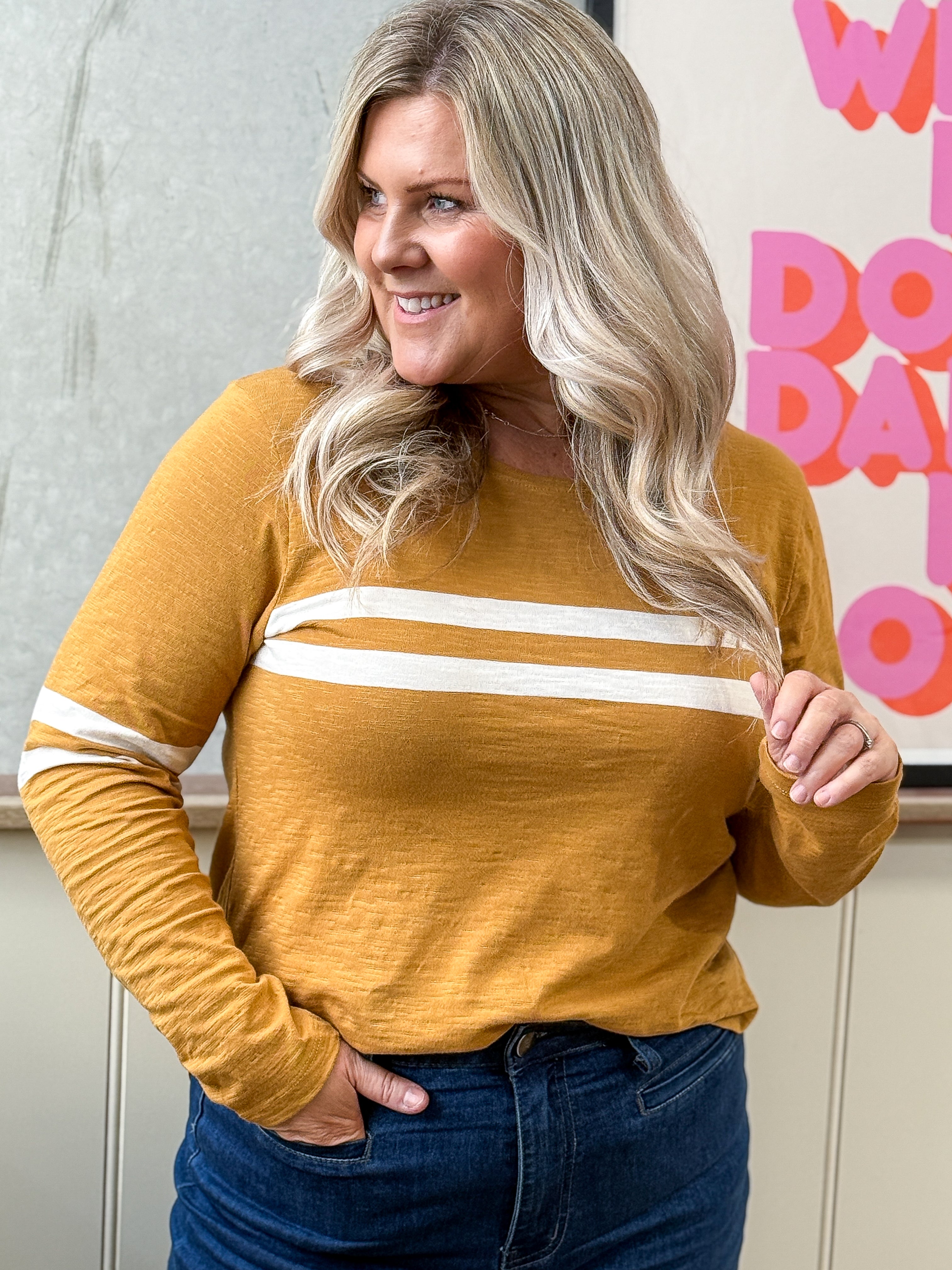 Adora Long Sleeve Tee - Dijon