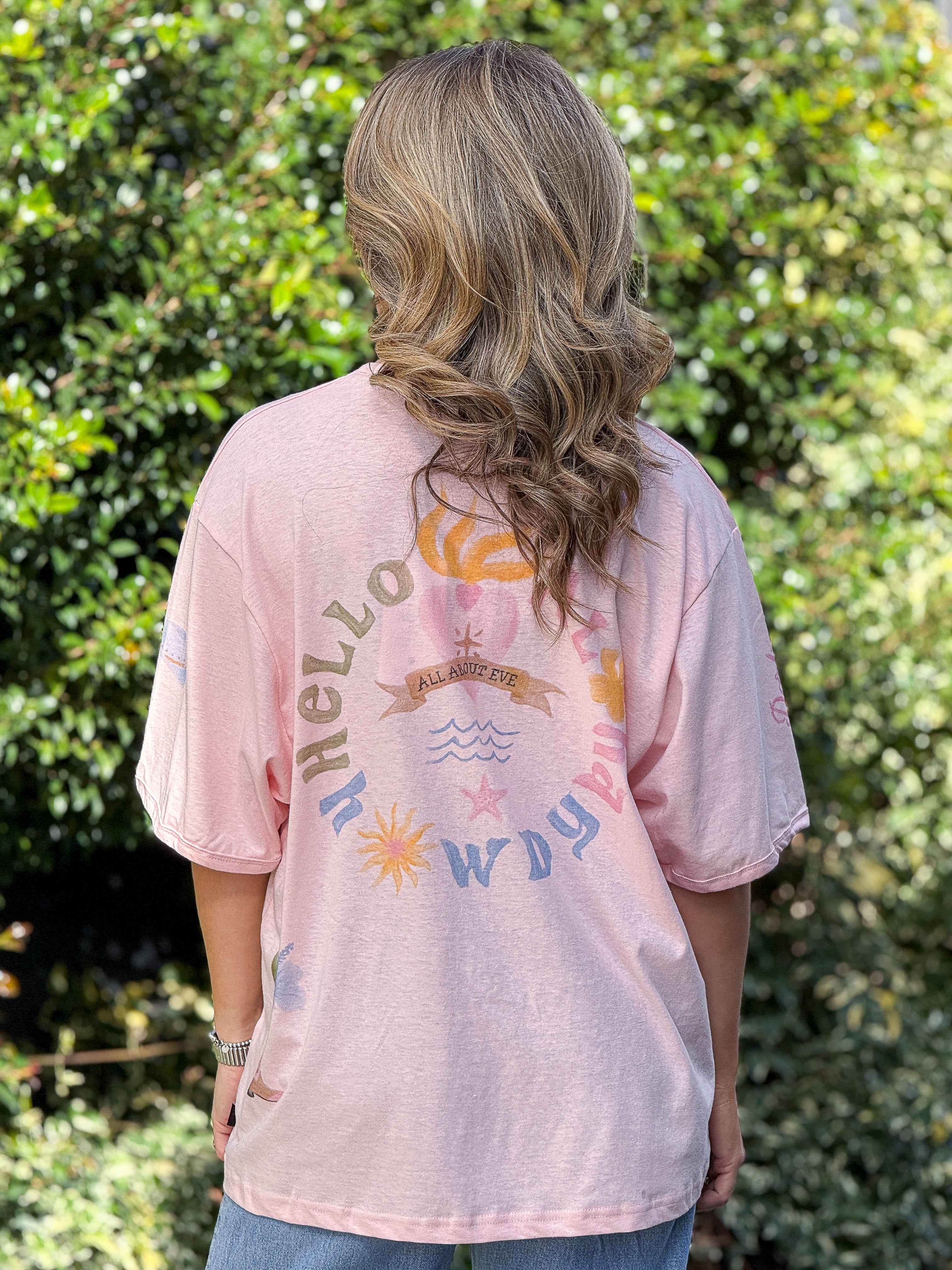 Aloha Howdy Oversized Tee - Pink