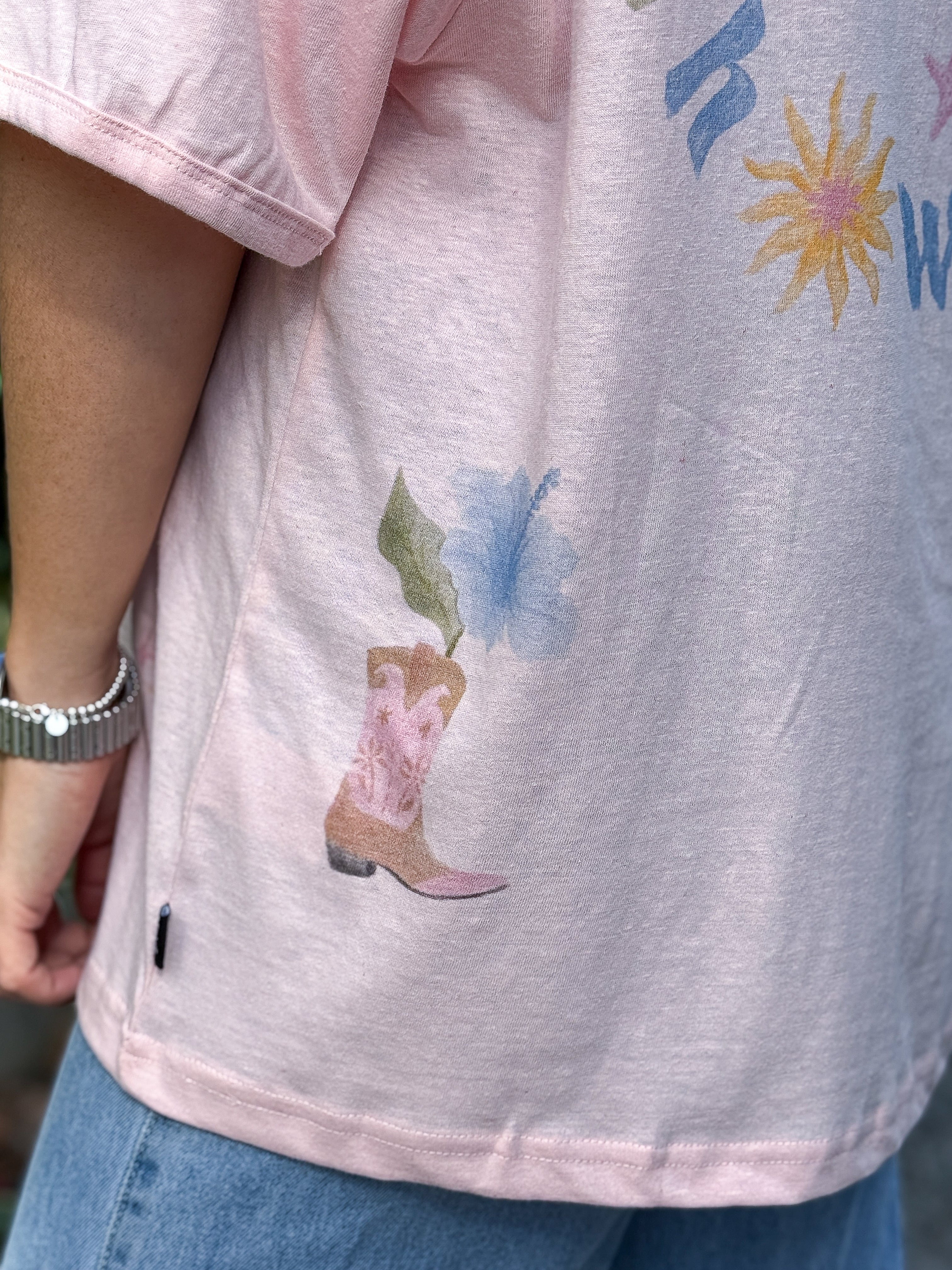 Aloha Howdy Oversized Tee - Pink