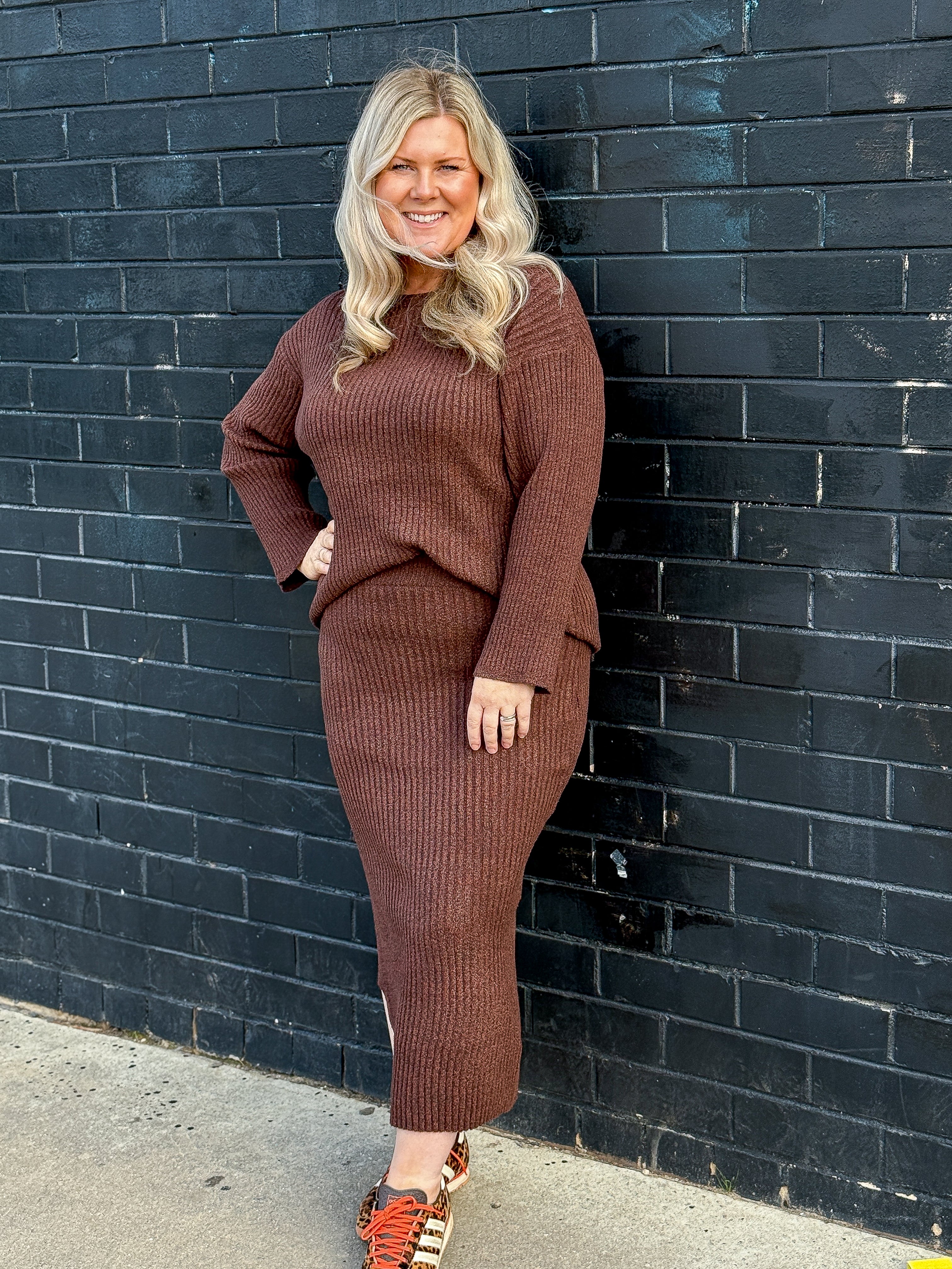 Bella Knit Skirt - Brown