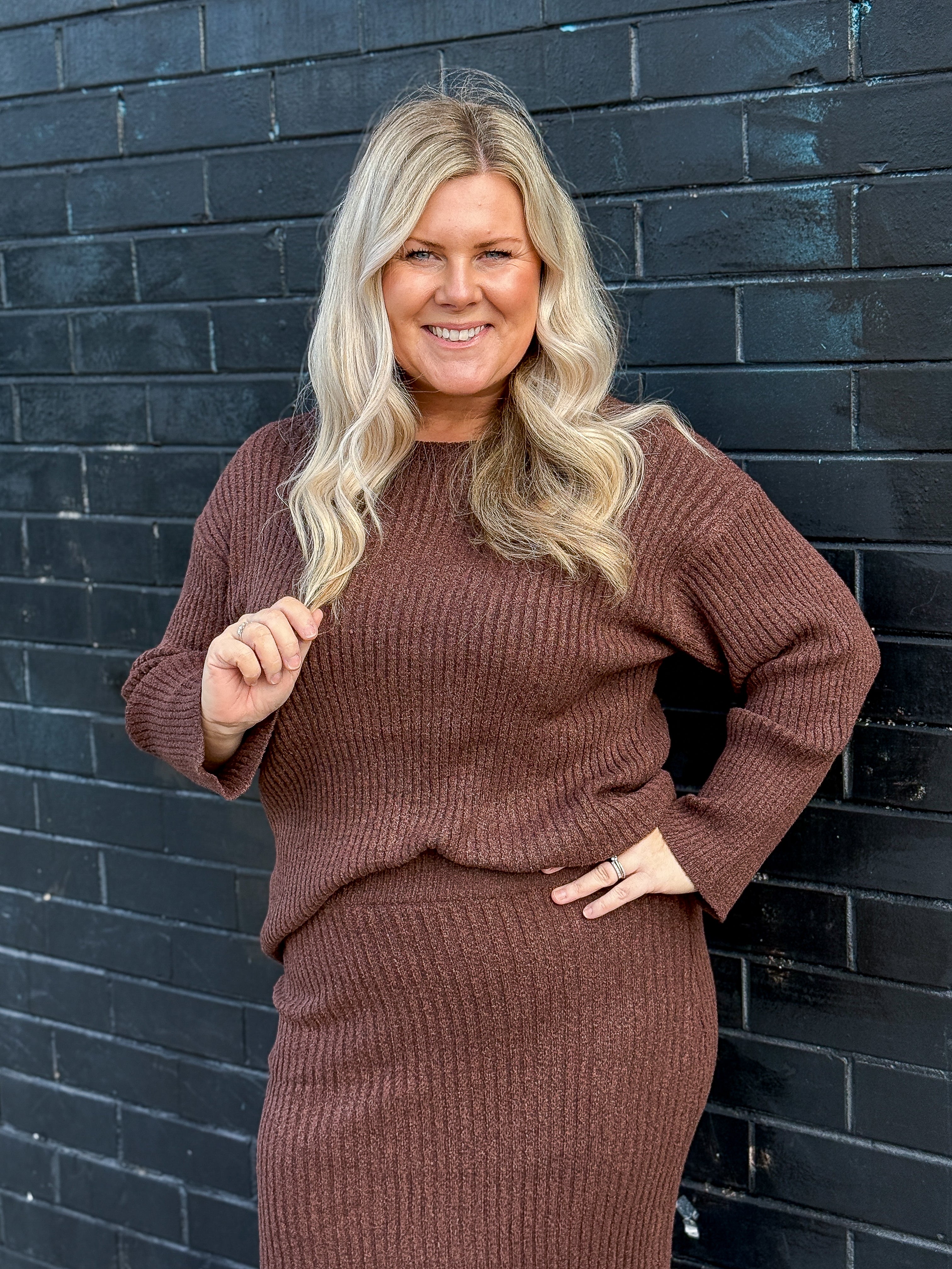 Bella Knit Skirt - Brown
