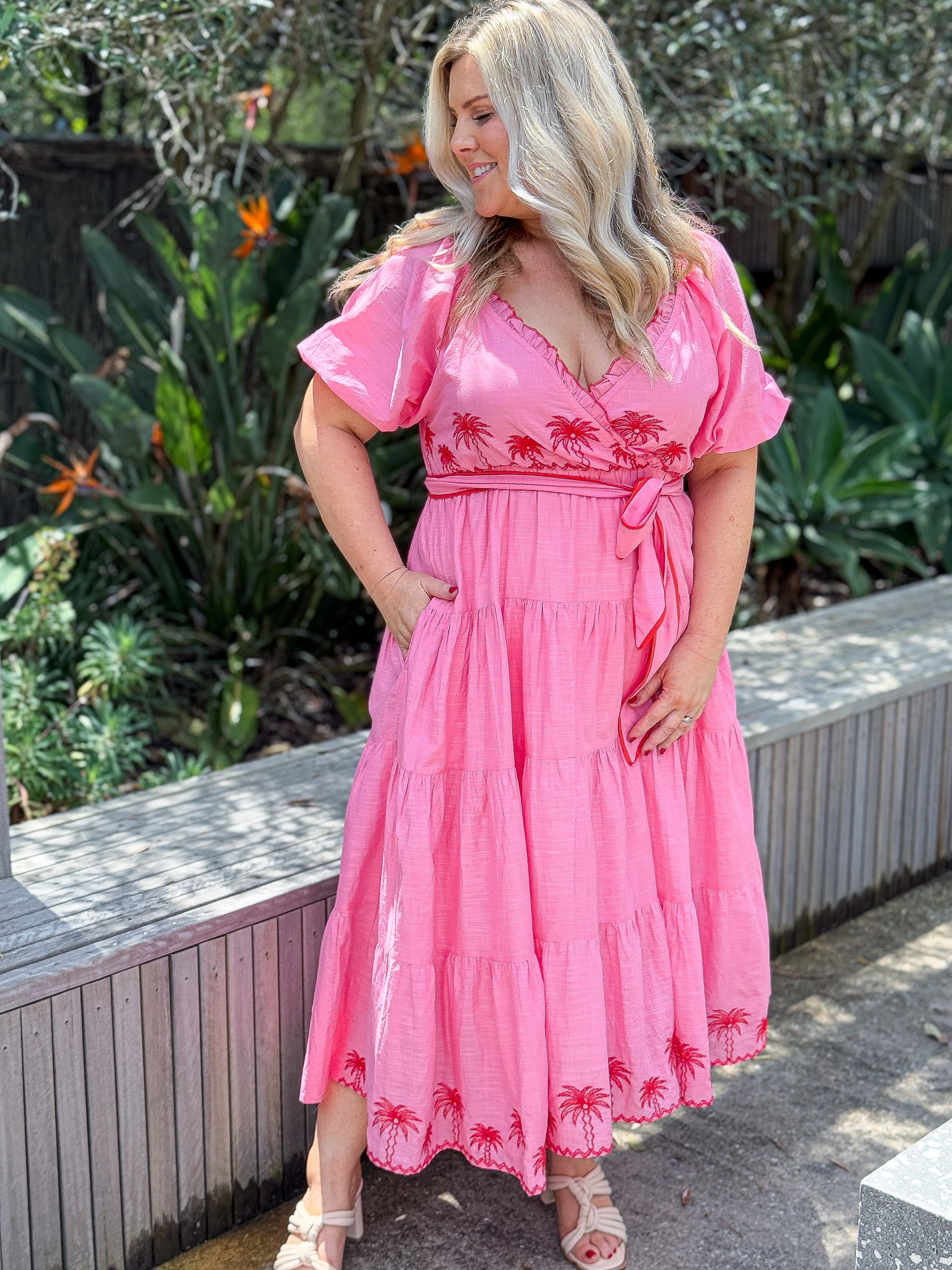 Bronte Dress - Pink Palm