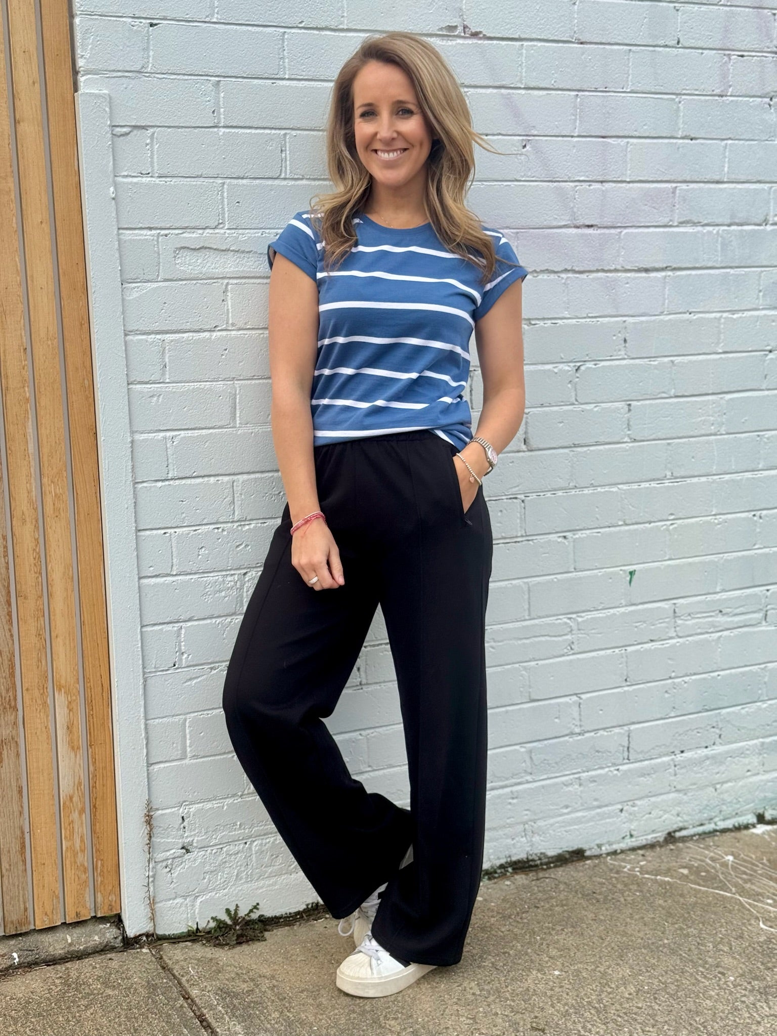 Manly Stripe Tee - Blue Horizon/White Stripe
