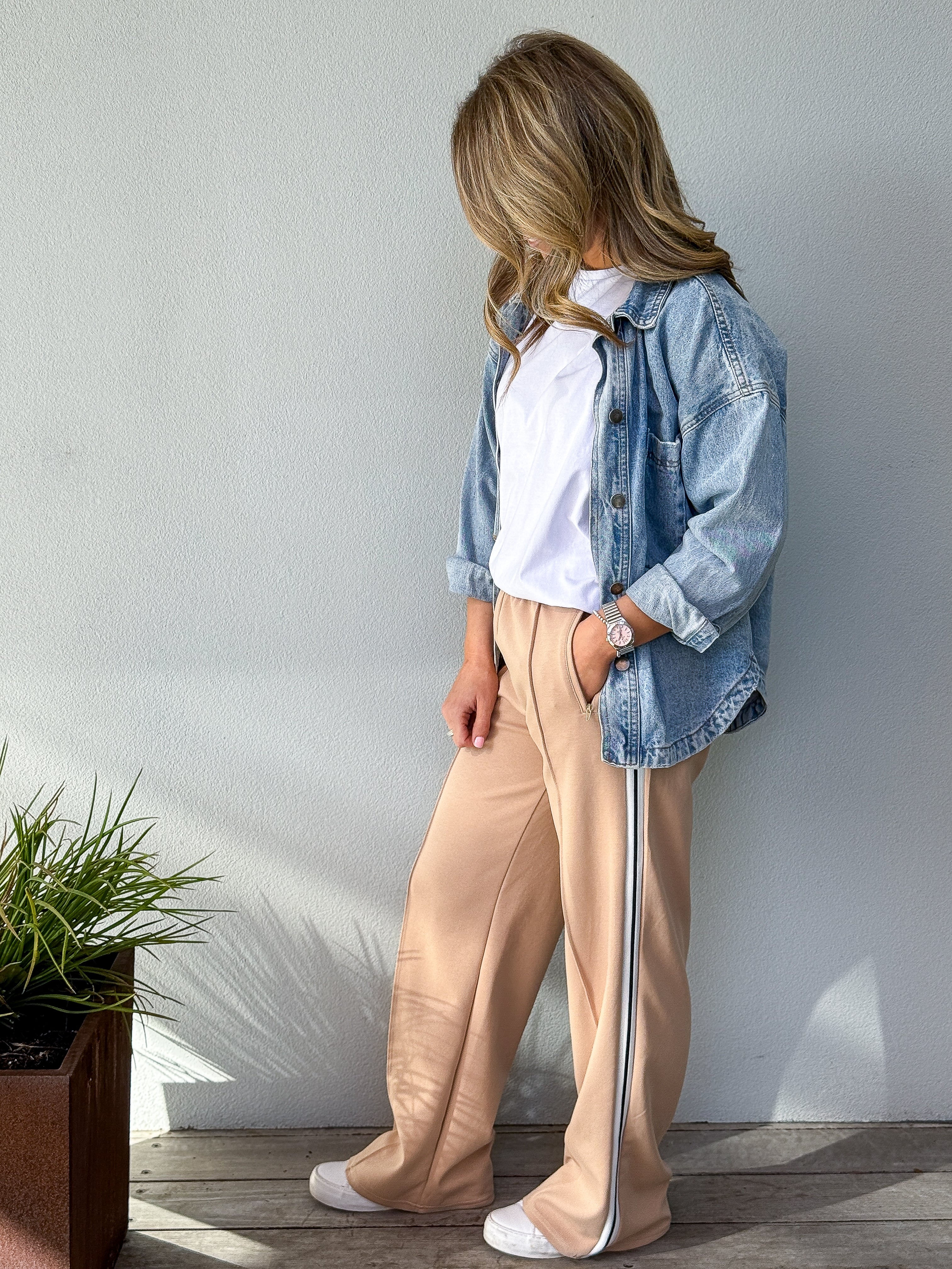 Camilla Pant Camel - White Stripe