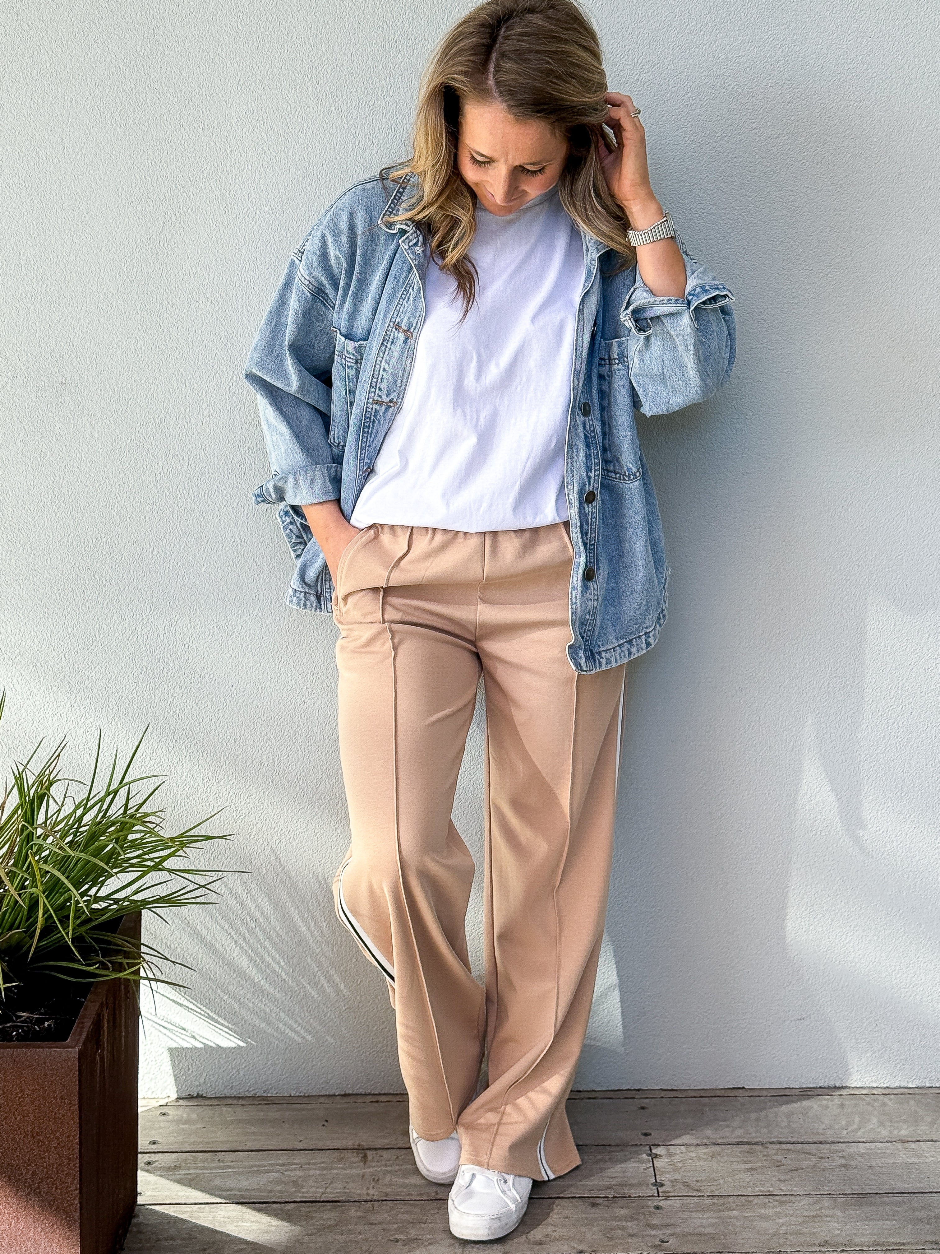 Camilla Pant Camel - White Stripe