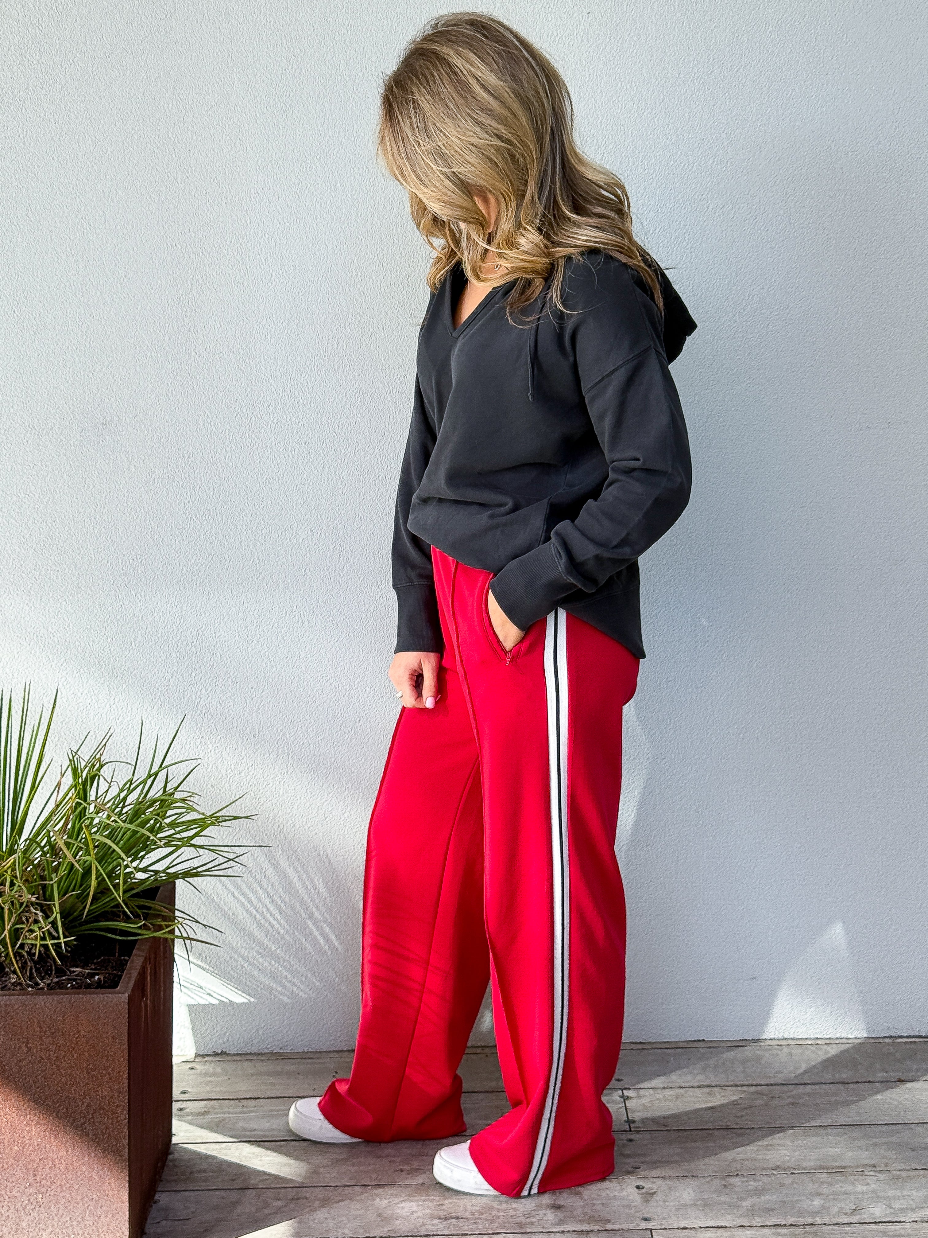 Camilla Pant Red - White Stripe