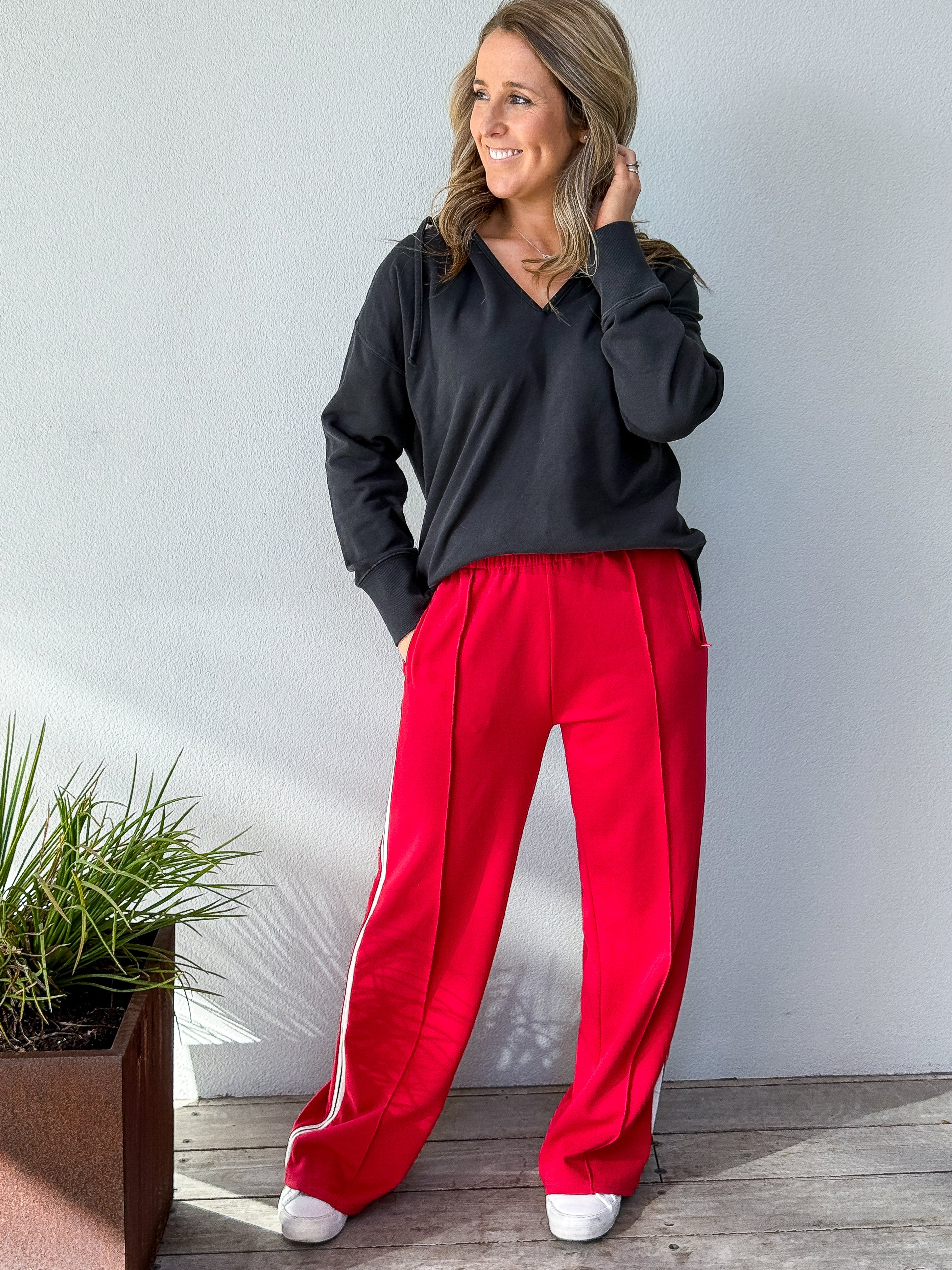 Camilla Pant Red - White Stripe