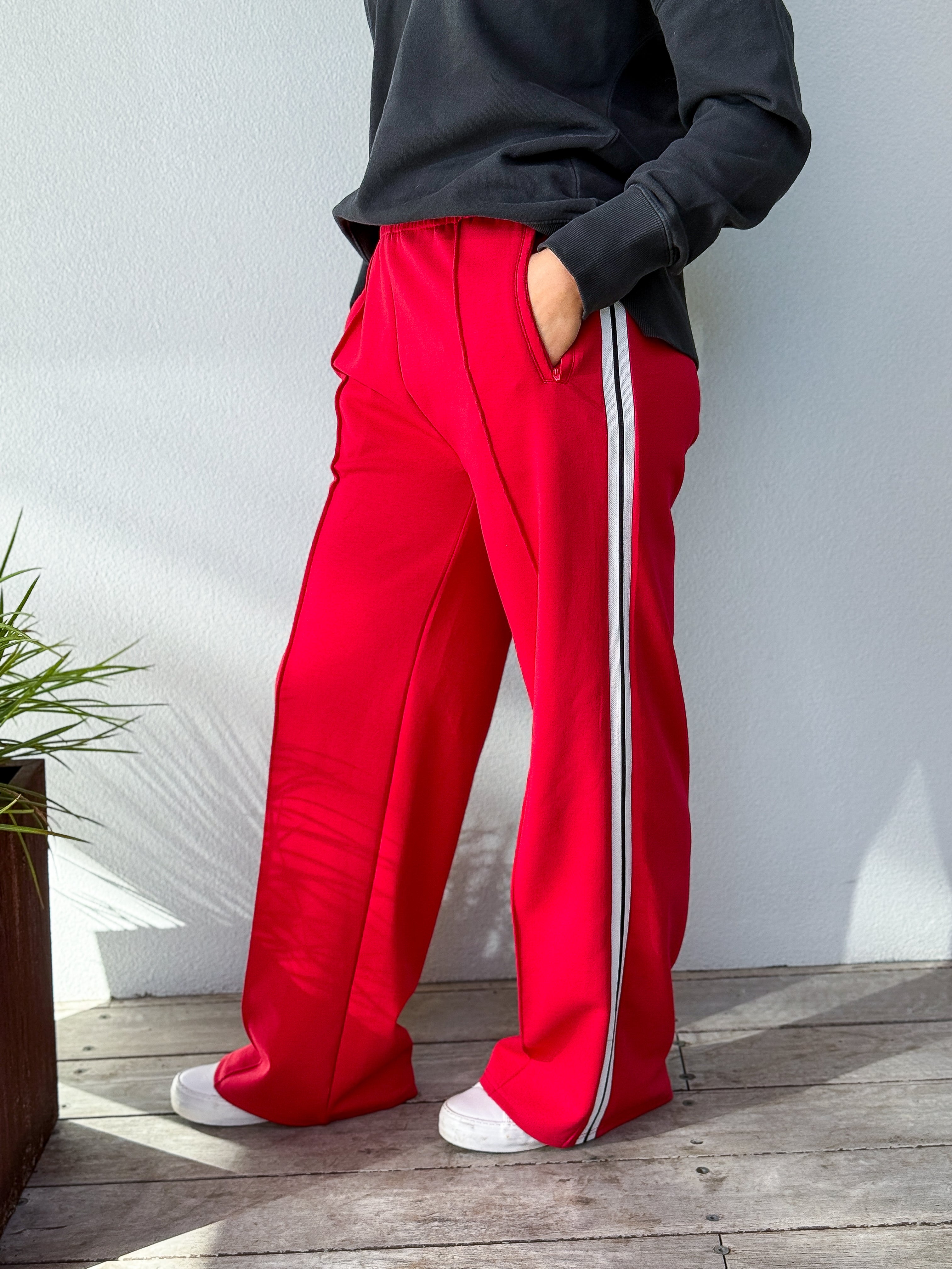 Camilla Pant Red - White Stripe