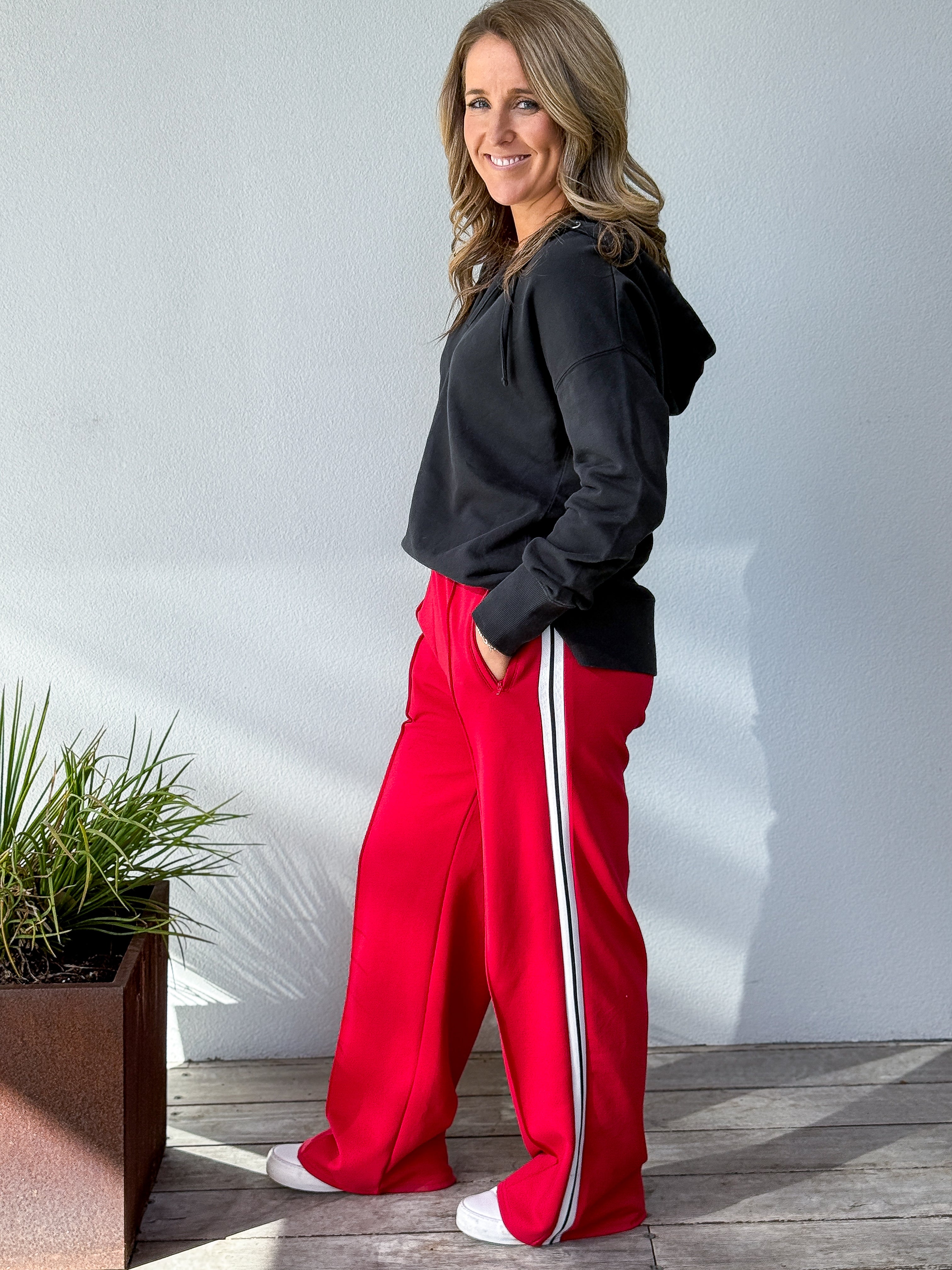 Camilla Pant Red - White Stripe