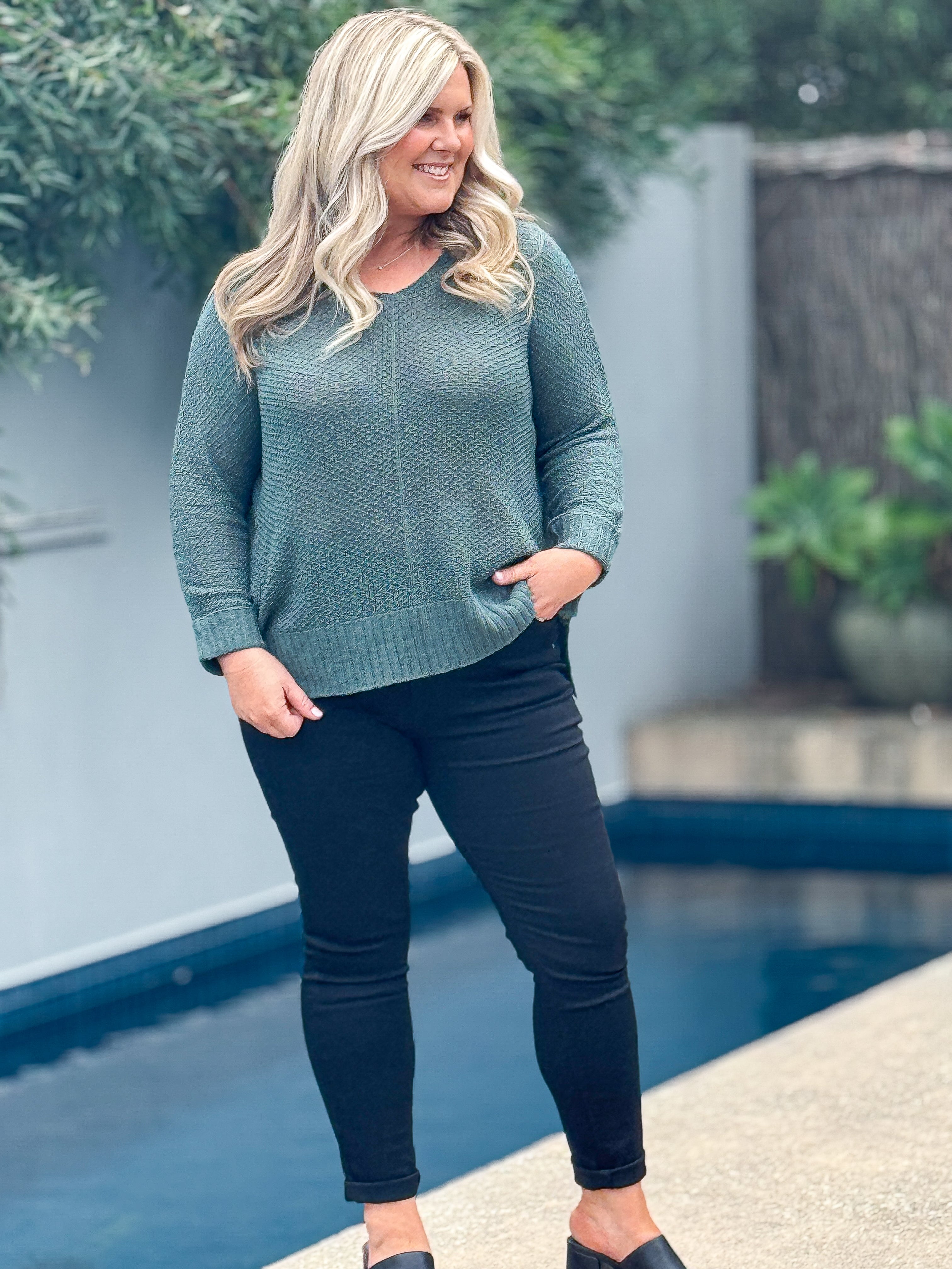 Cassie Slouchy Knit Jumper - Moss Green