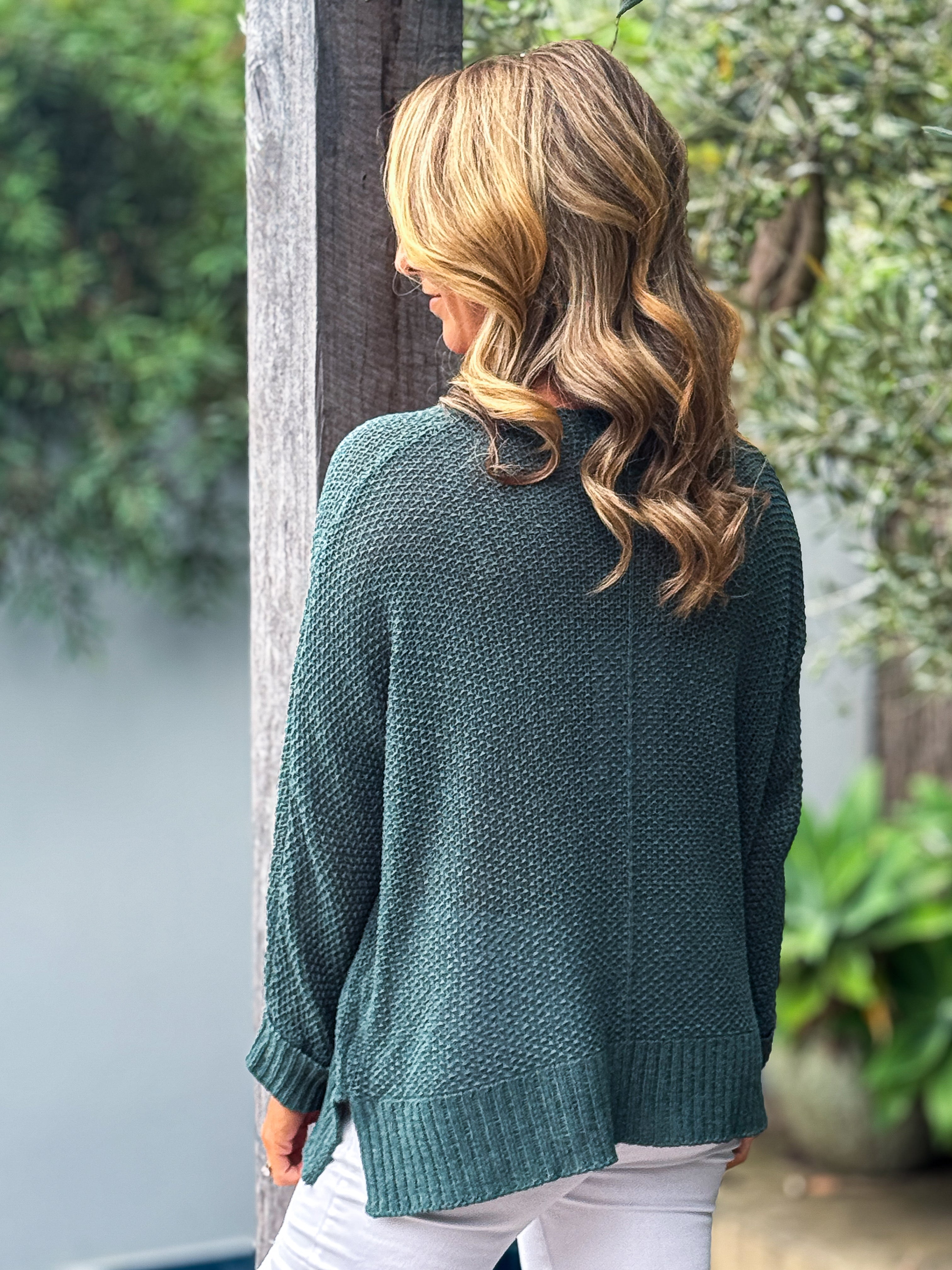 Cassie Slouchy Knit Jumper - Moss Green