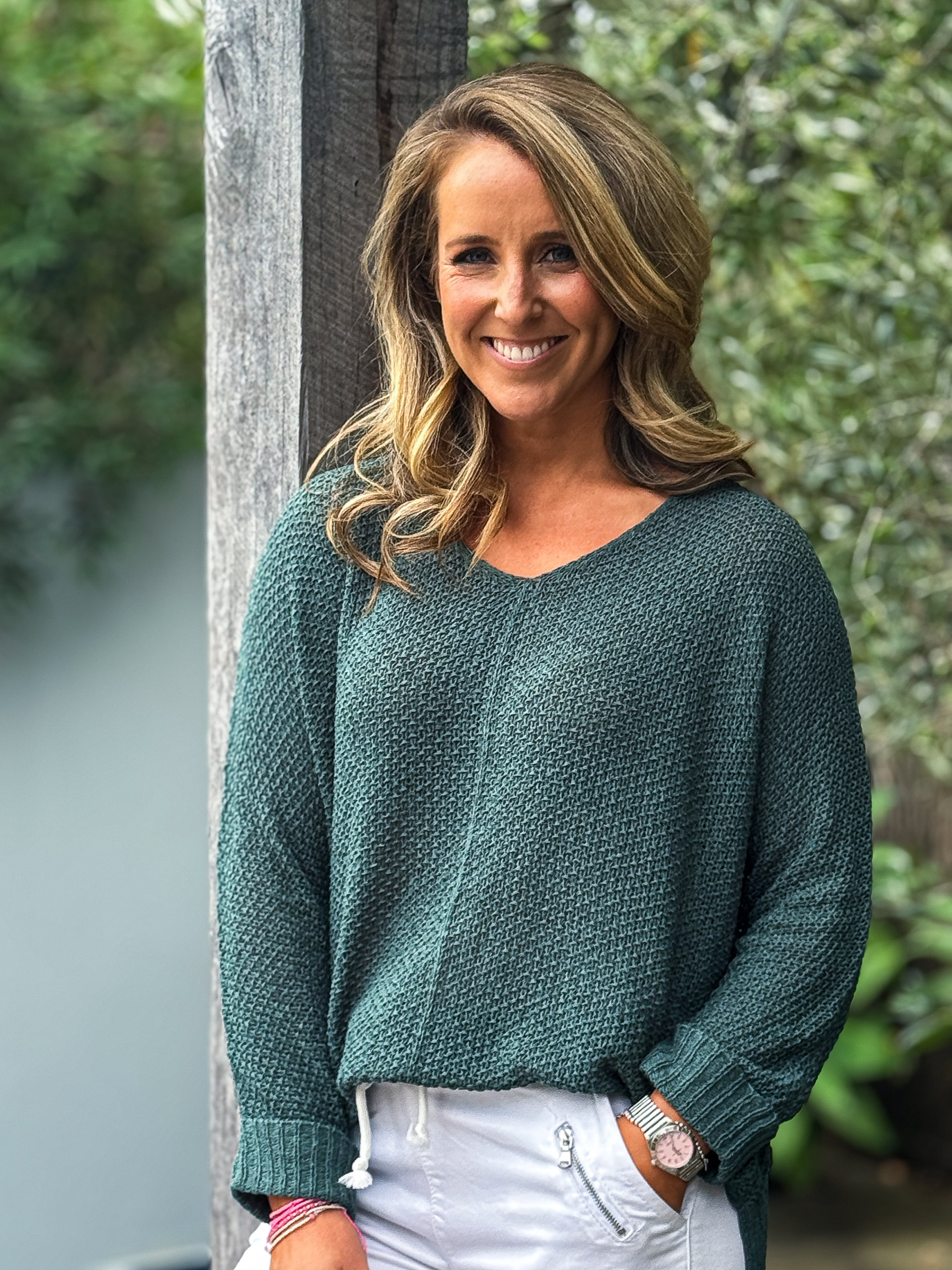 Cassie Slouchy Knit Jumper - Moss Green