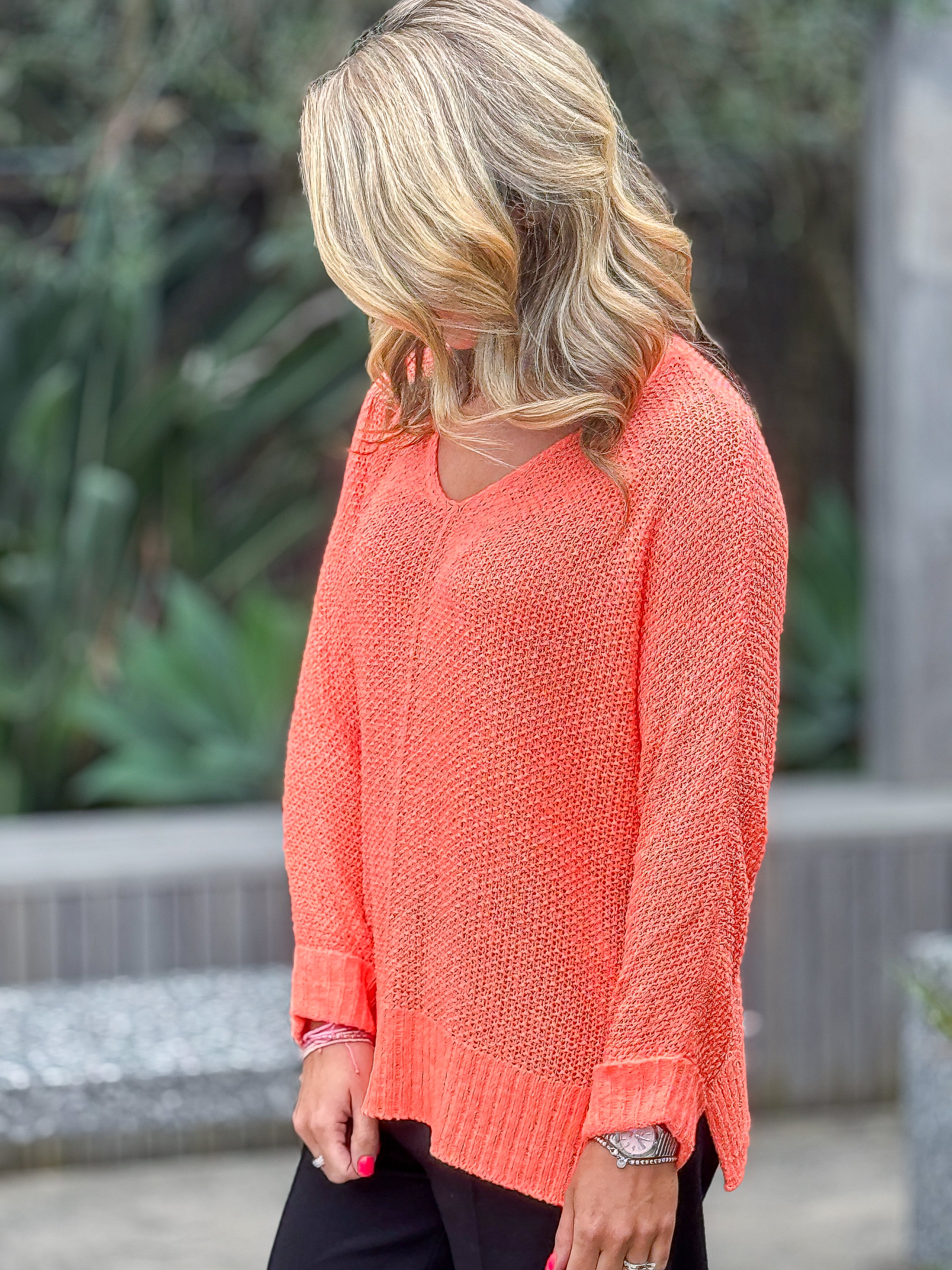 Cassie Slouchy Knit Jumper - Neon Orange