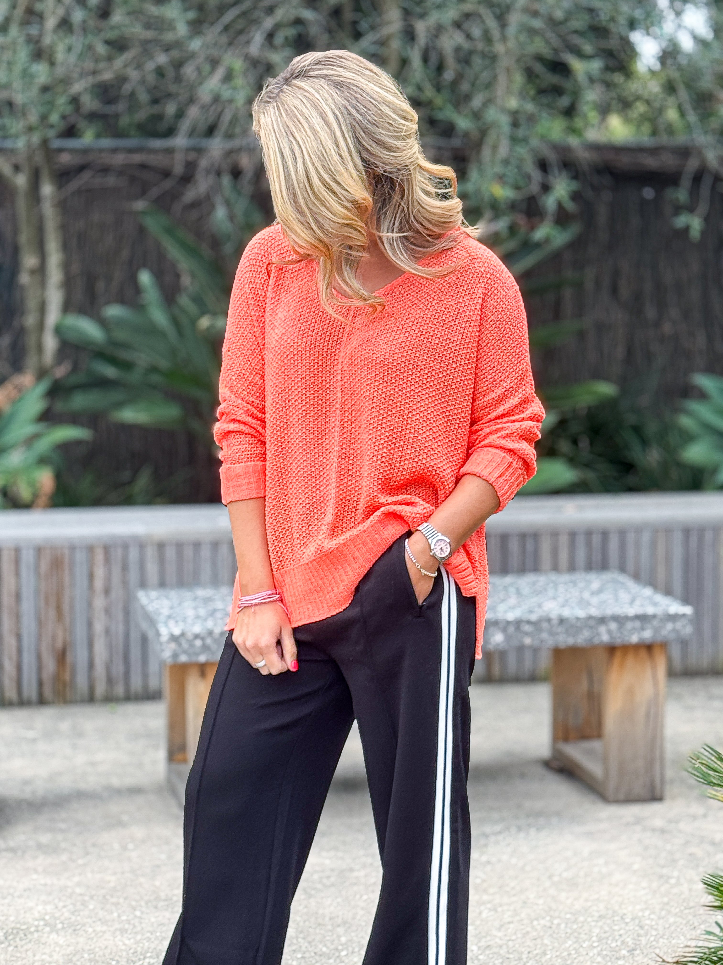 Cassie Slouchy Knit Jumper - Neon Orange