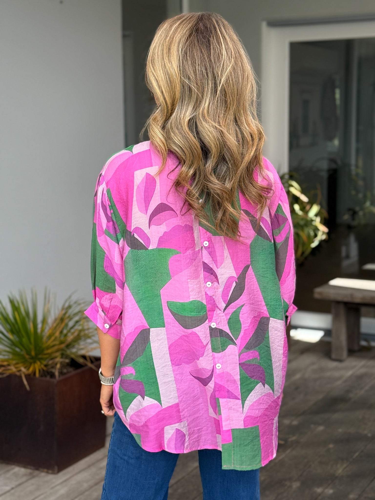 Chloe Blouse - Petal Leaf Pink