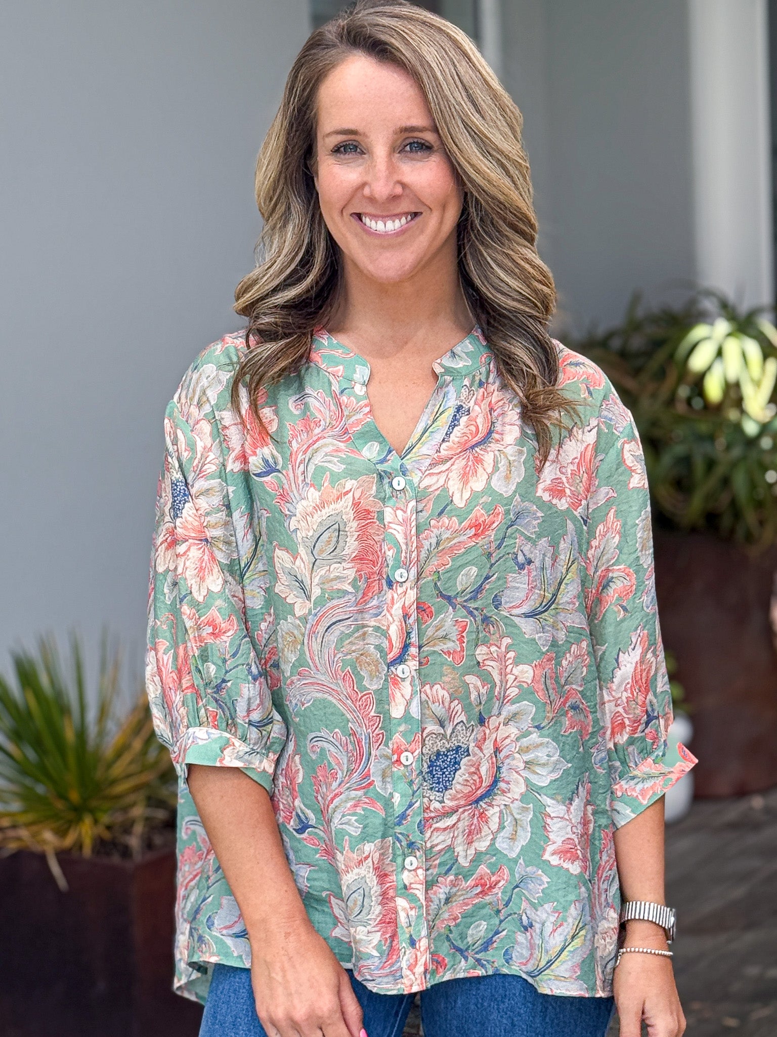 Chloe Blouse - Secret Garden Green