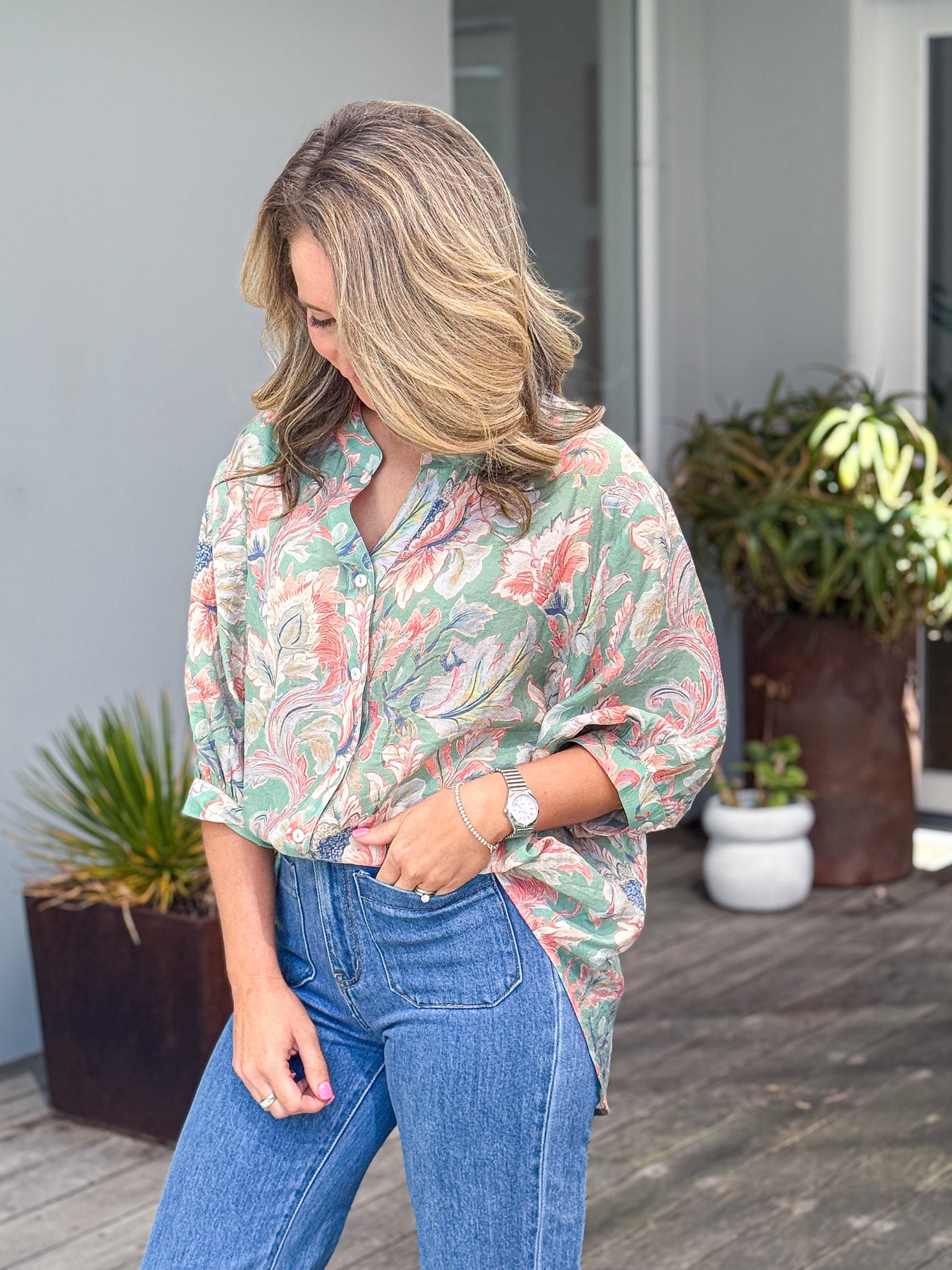 Chloe Blouse - Secret Garden Green