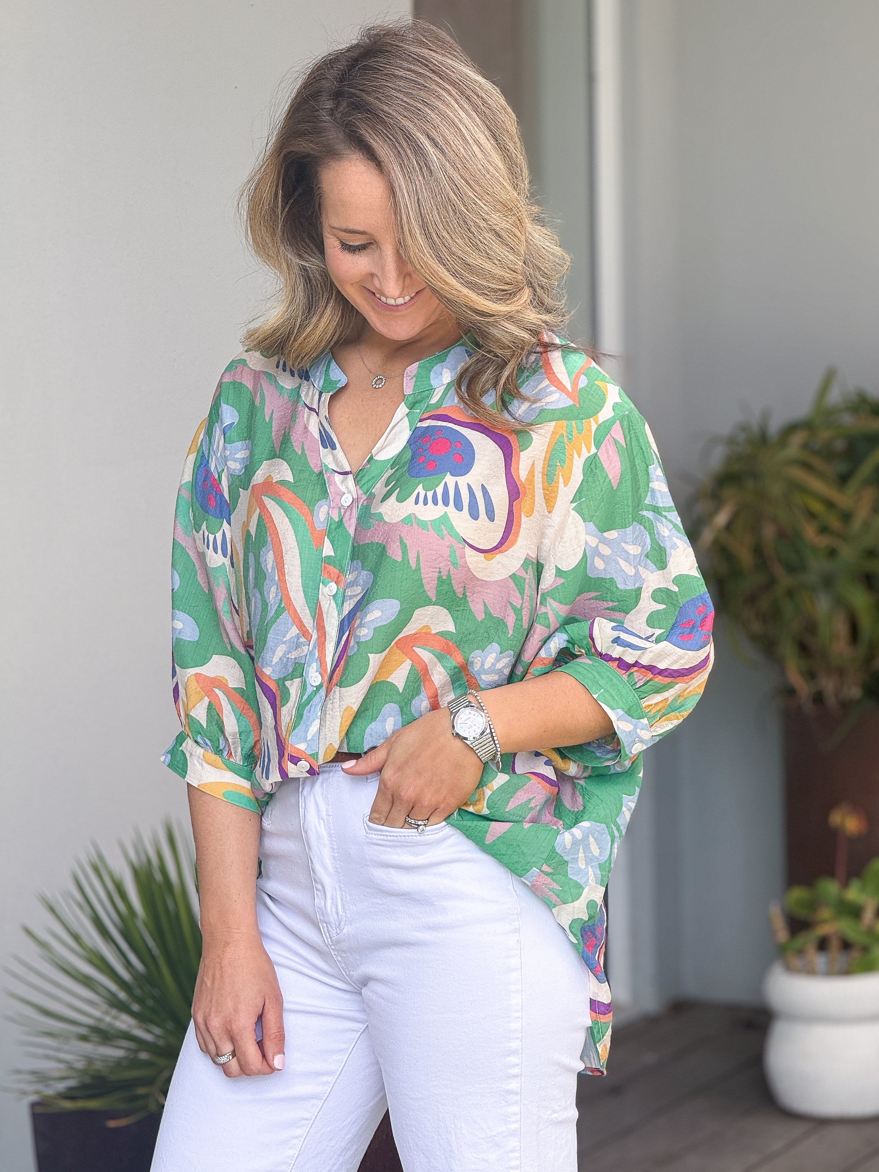 Chloe Blouse - Multi Green