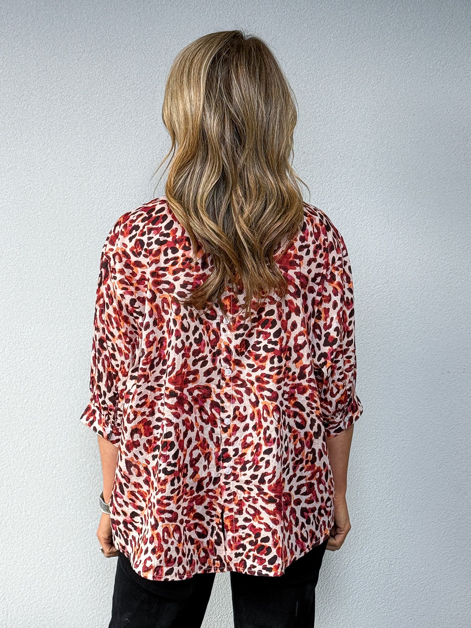 Chloe Blouse - Multi Orange Leopard