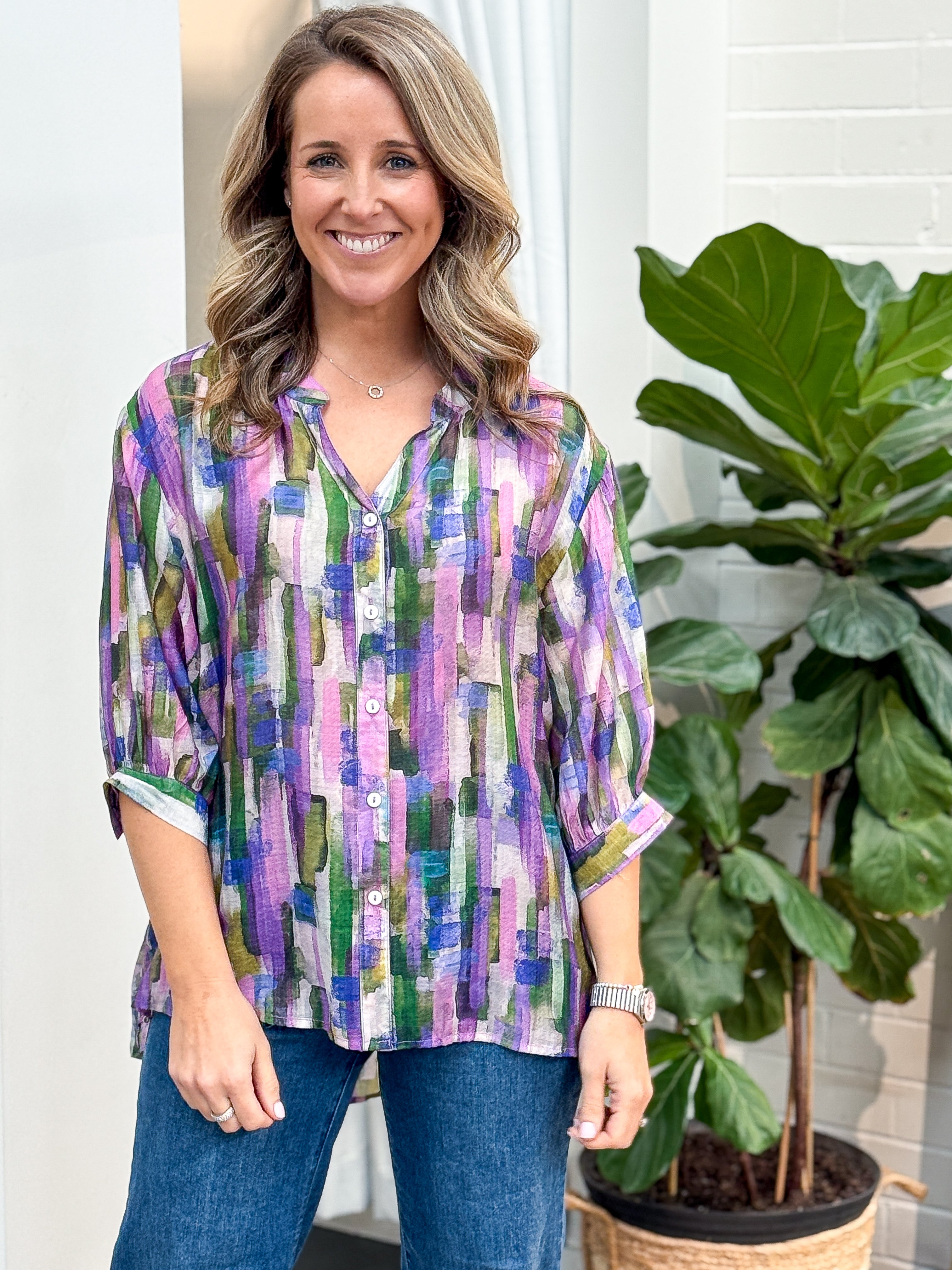 Chloe Blouse - Multi Pink