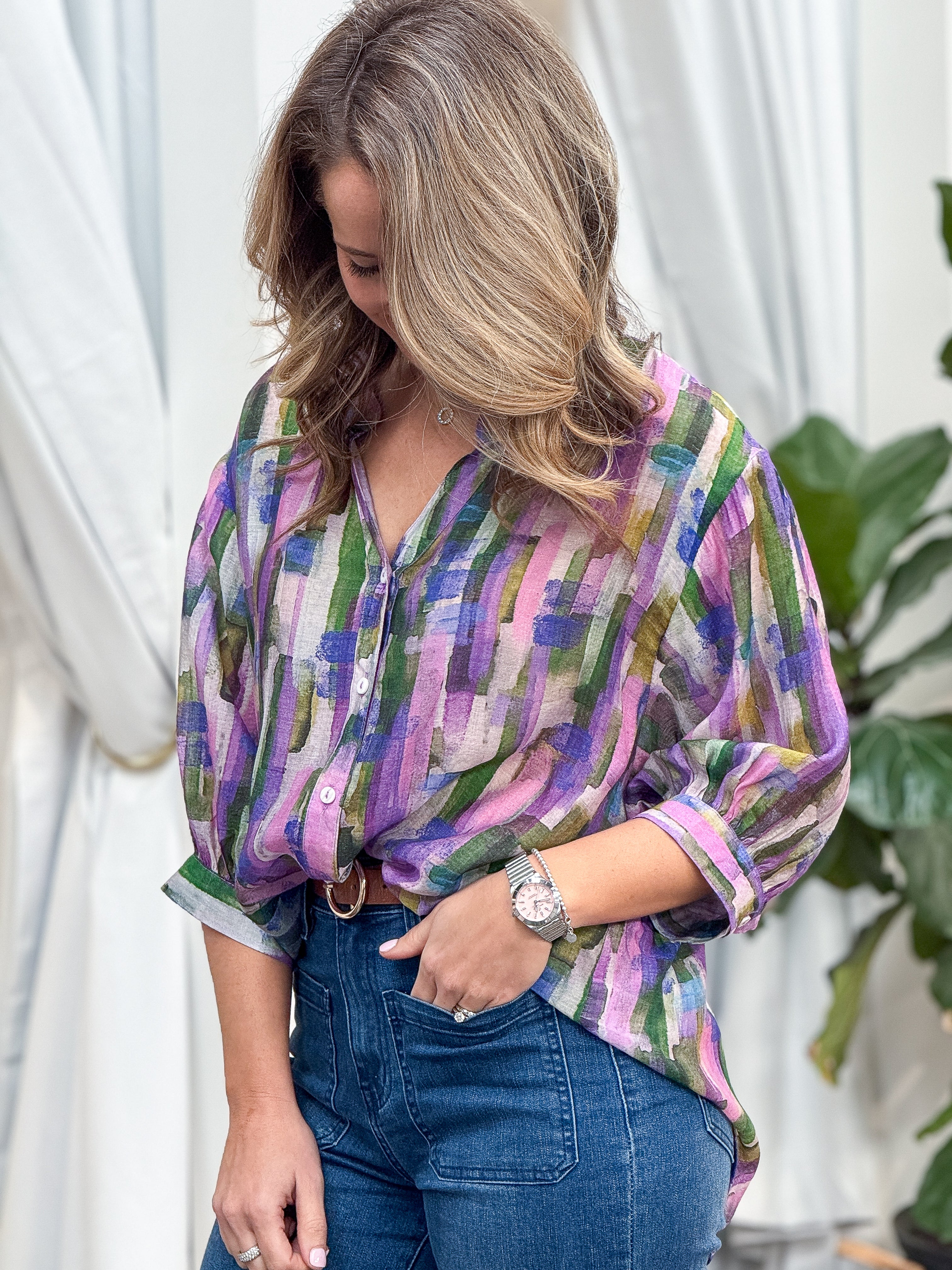Chloe Blouse - Multi Pink