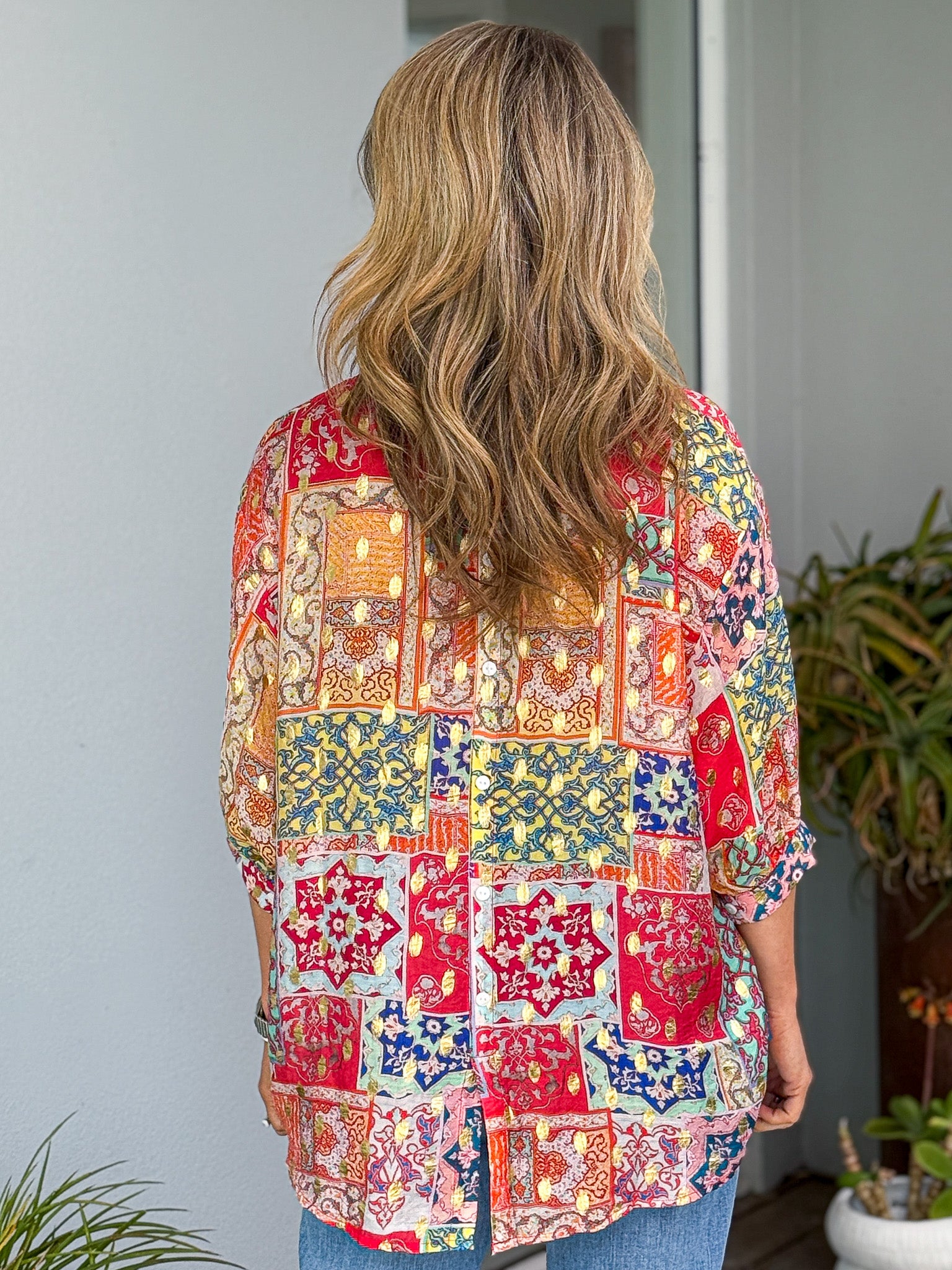 Chloe Blouse - Multi Red