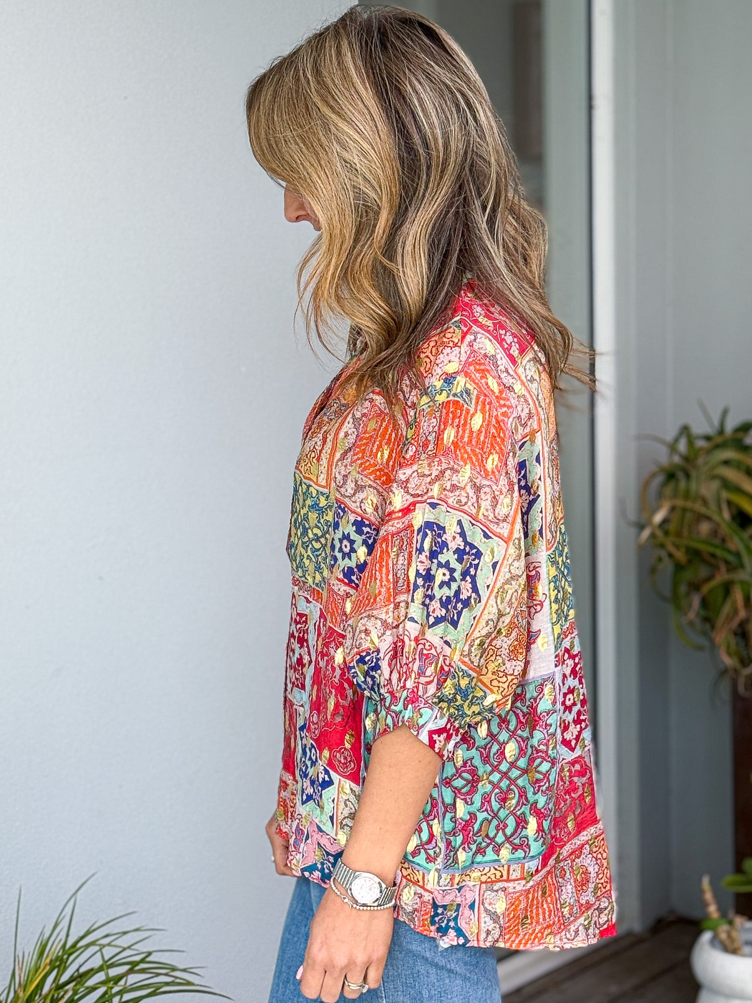 Chloe Blouse - Multi Red