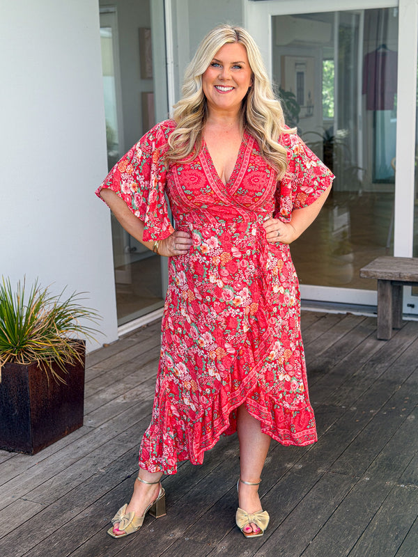 Cordelia Wrap Dress - Red