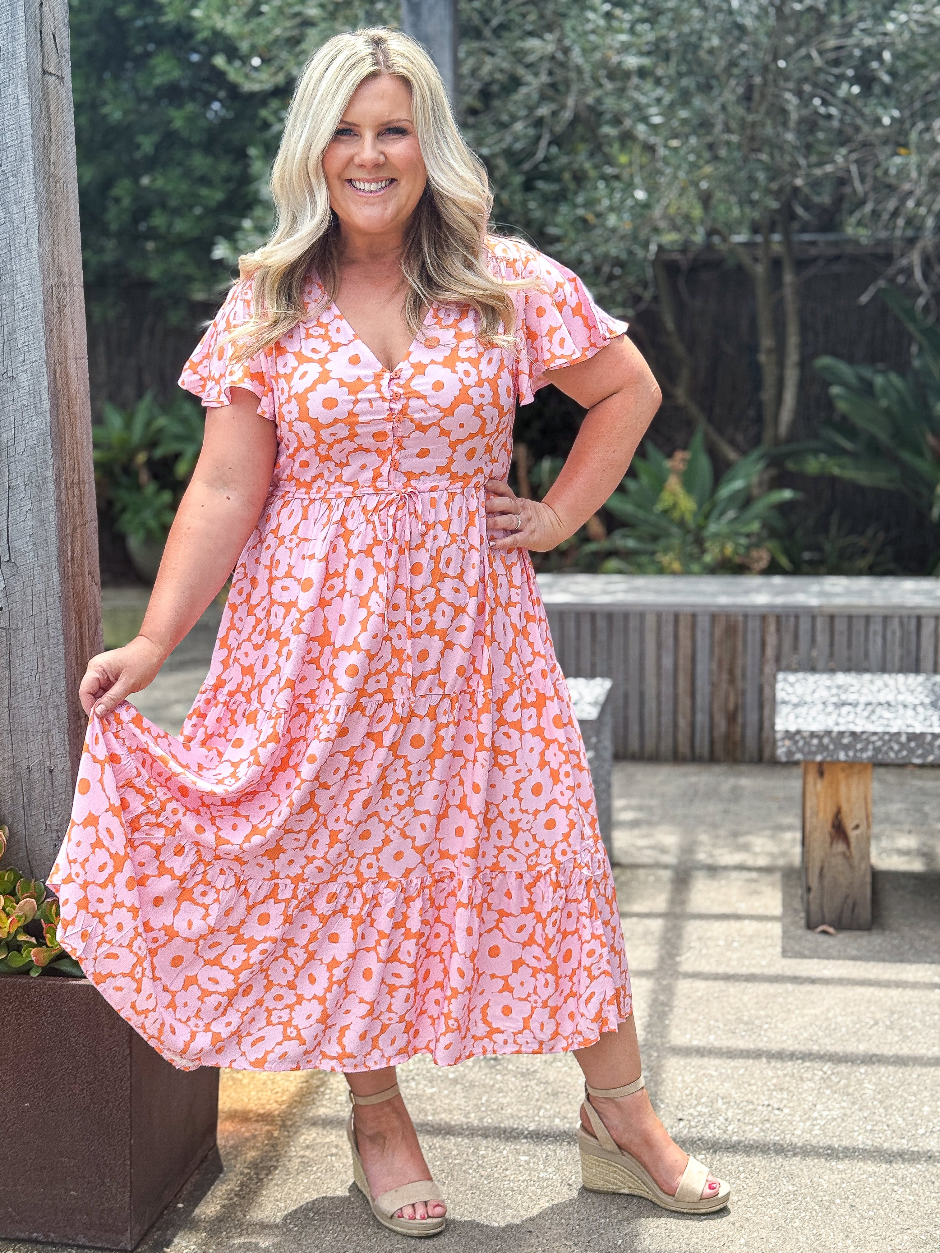 Donna Dress - Orange/ Pink Floral