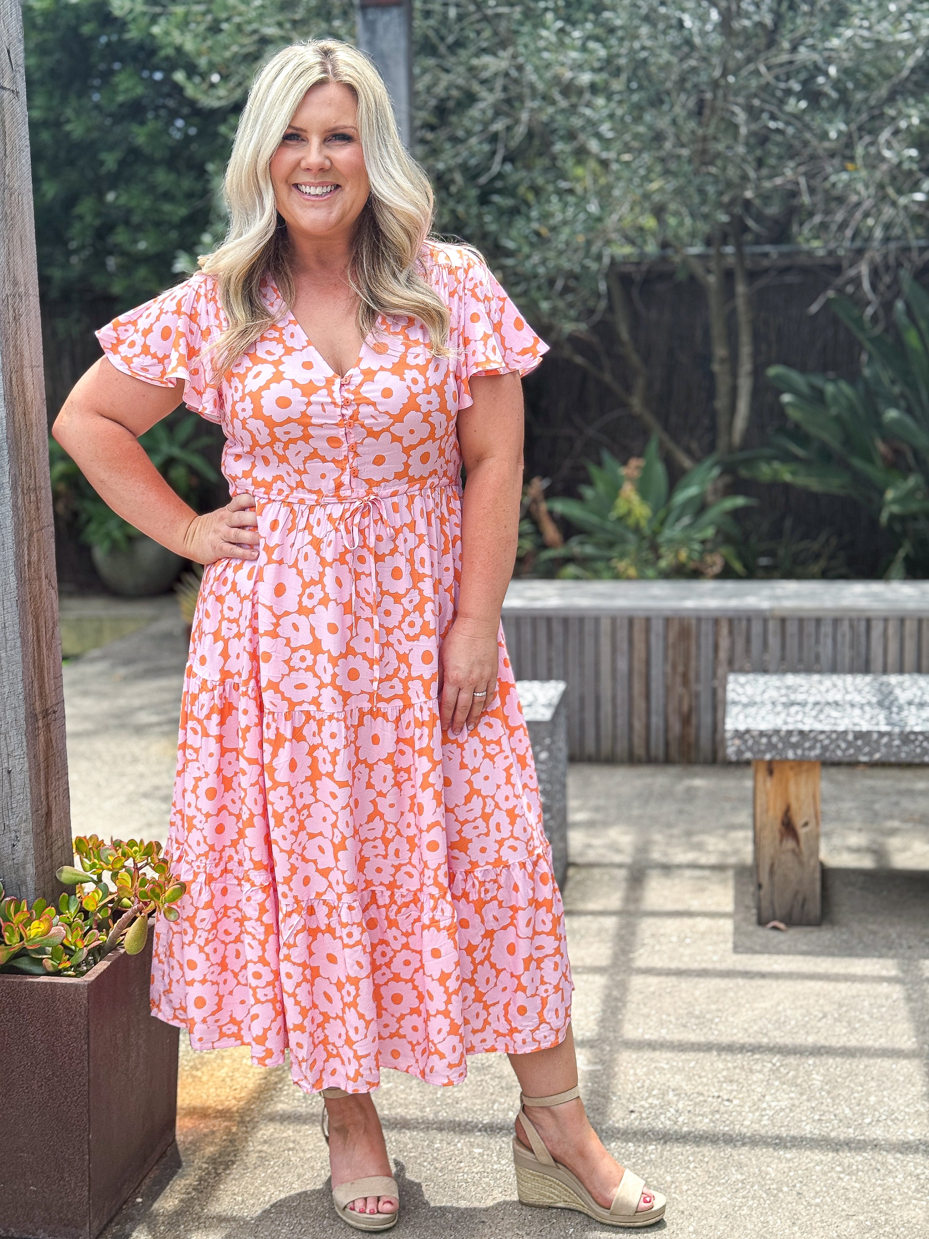 Donna Dress - Orange/ Pink Floral