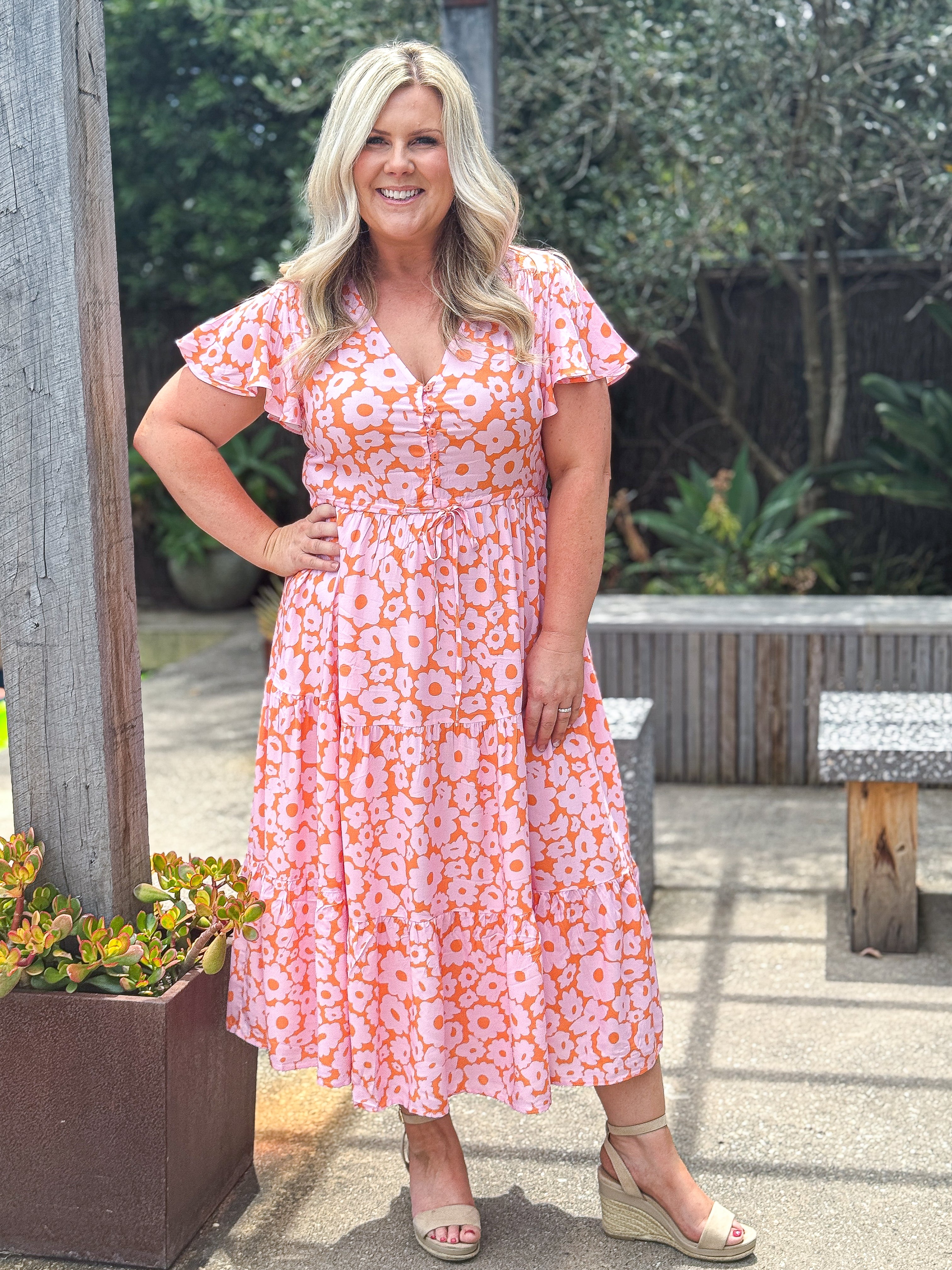 Donna Dress - Orange/ Pink Floral