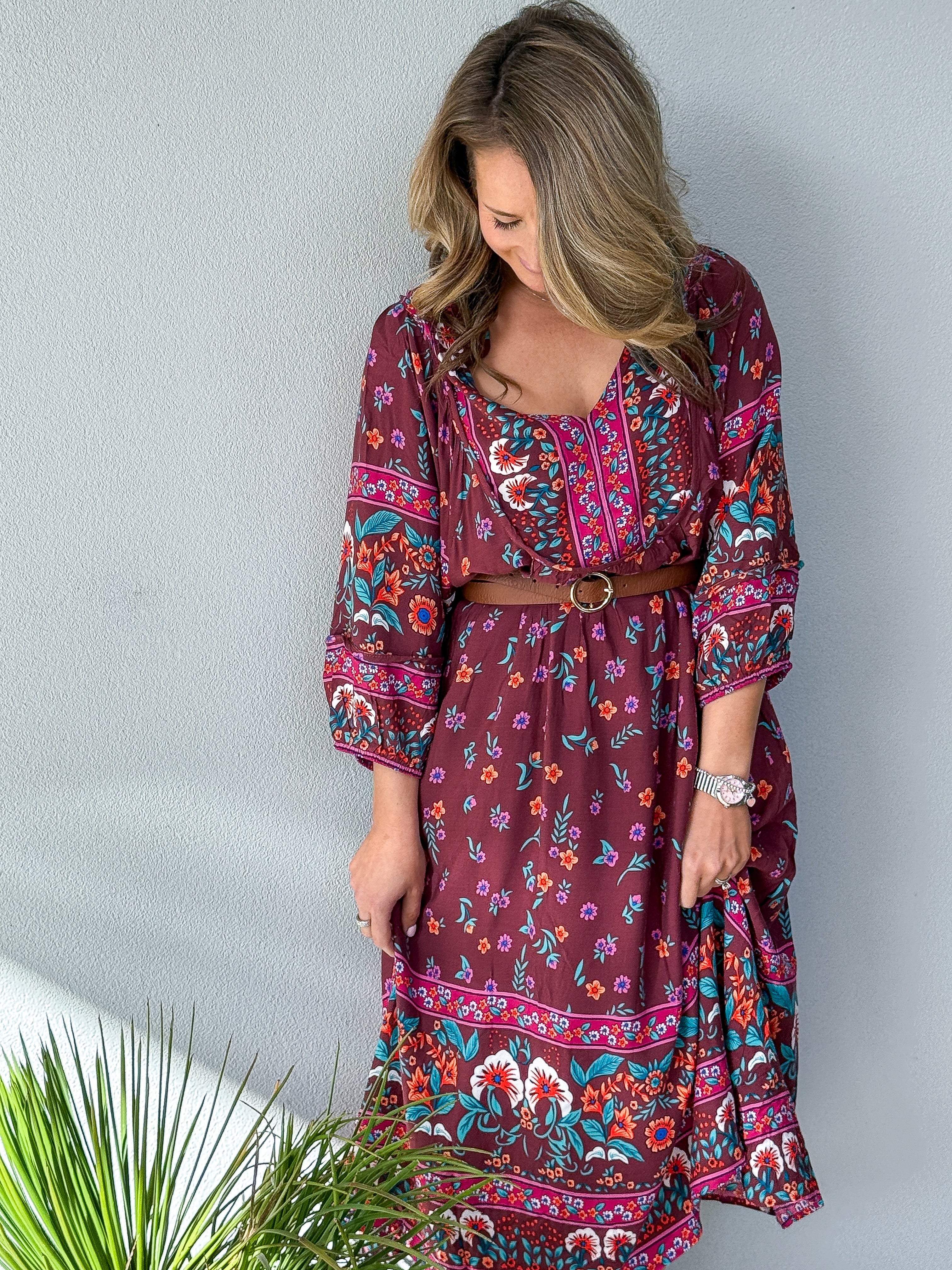 Dahlia Dress - Maroon