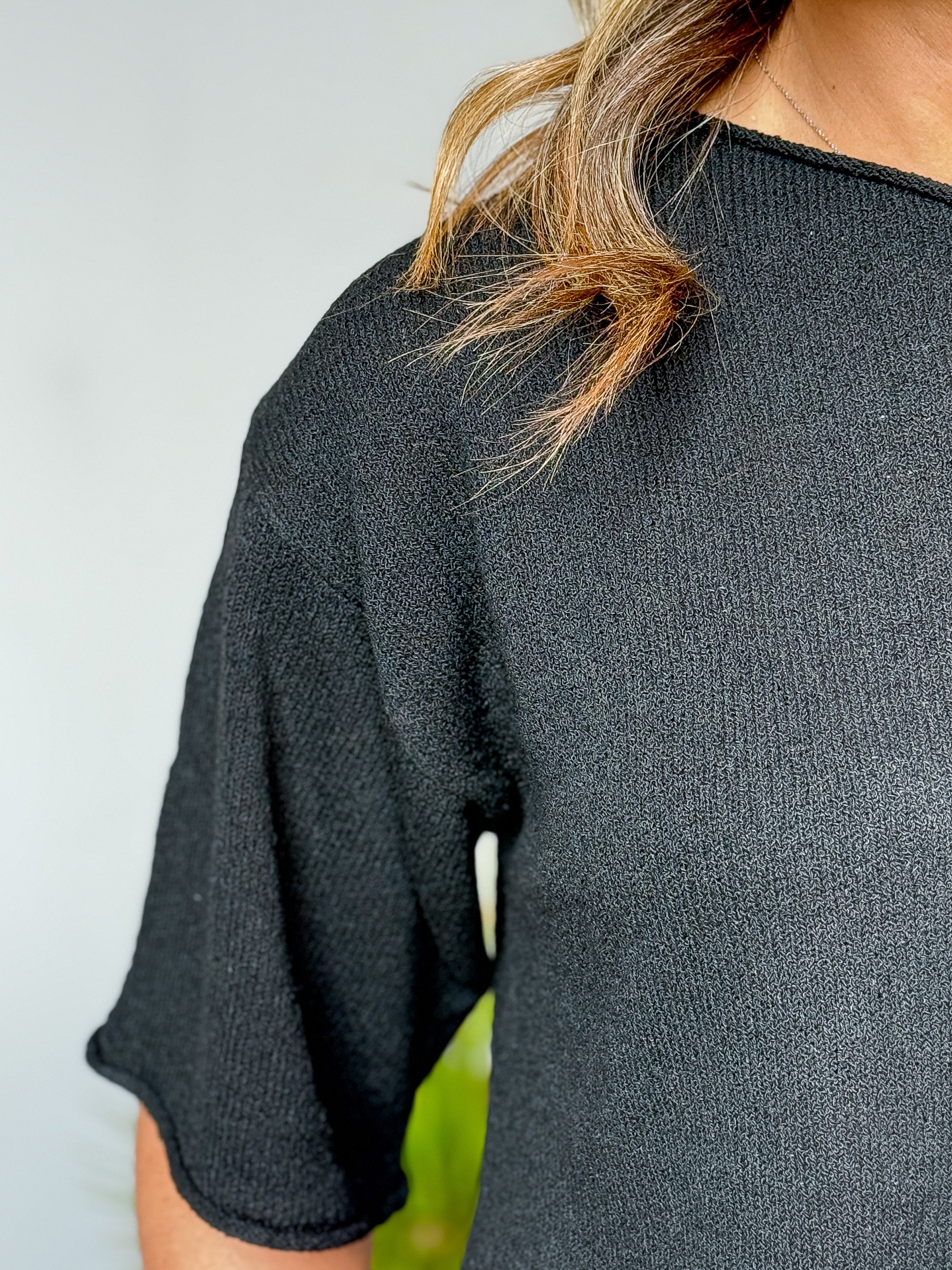 Darcy Asymmetrical Knit Top - Black