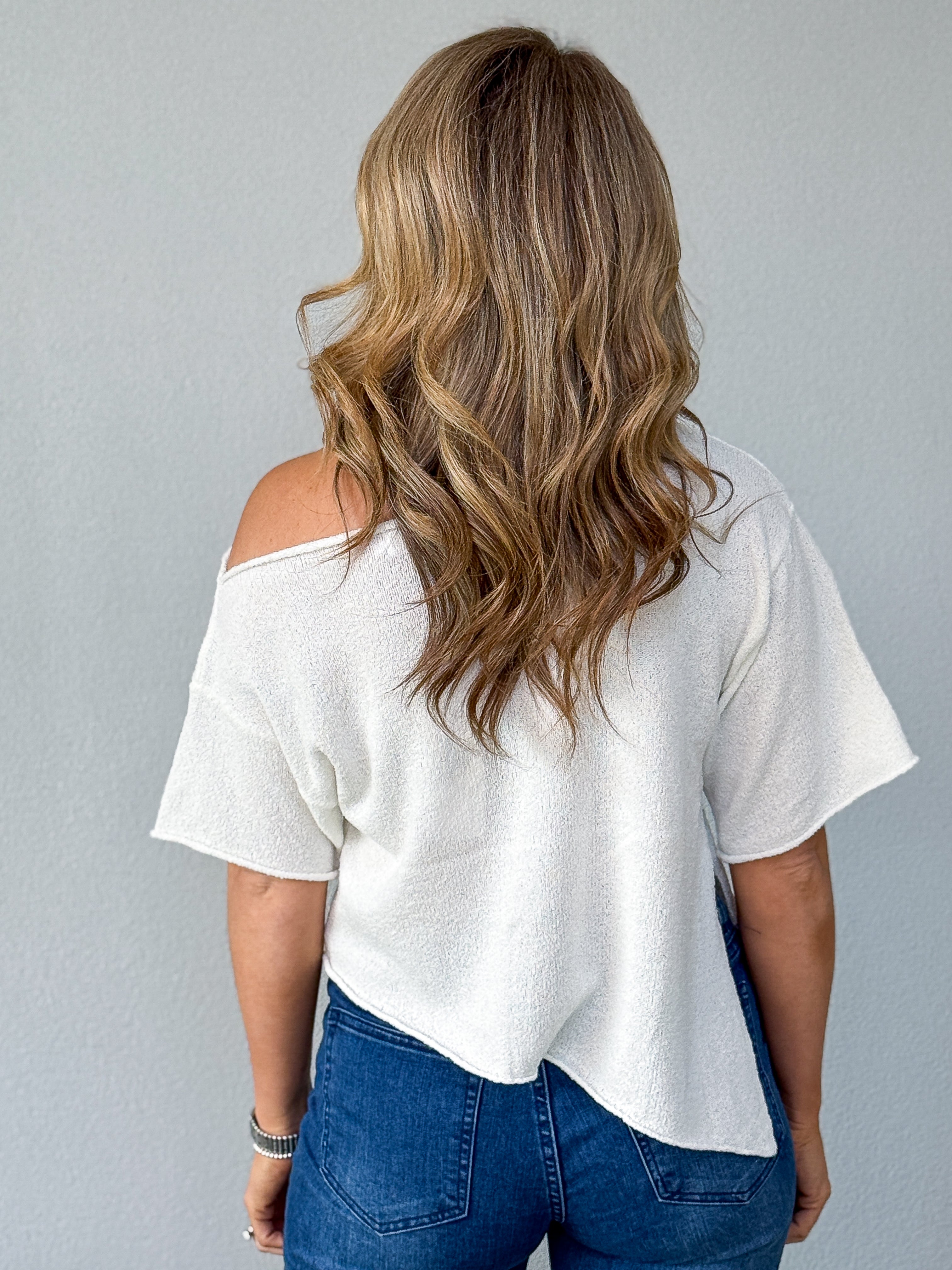Darcy Asymmetrical Knit Top - White
