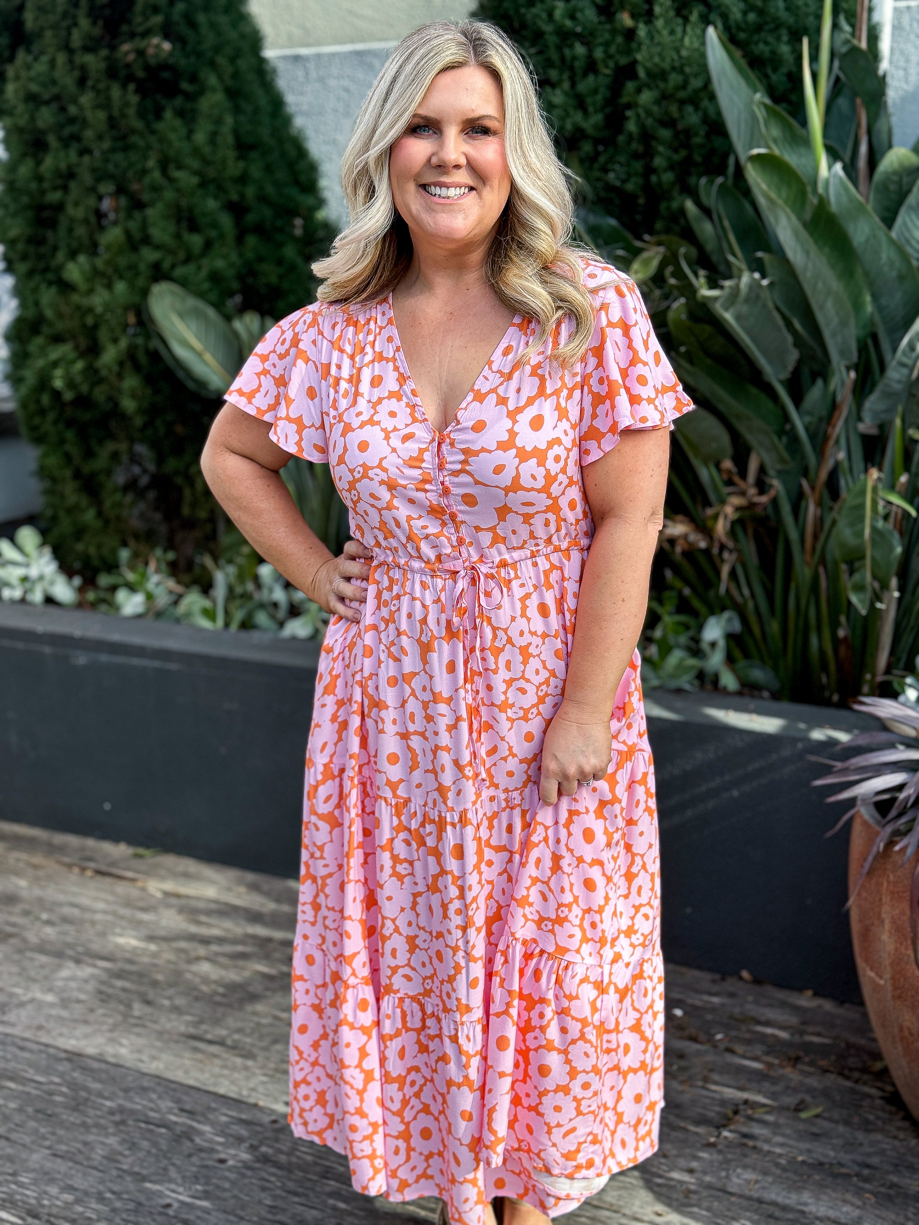 Donna Dress - Orange/ Pink Floral