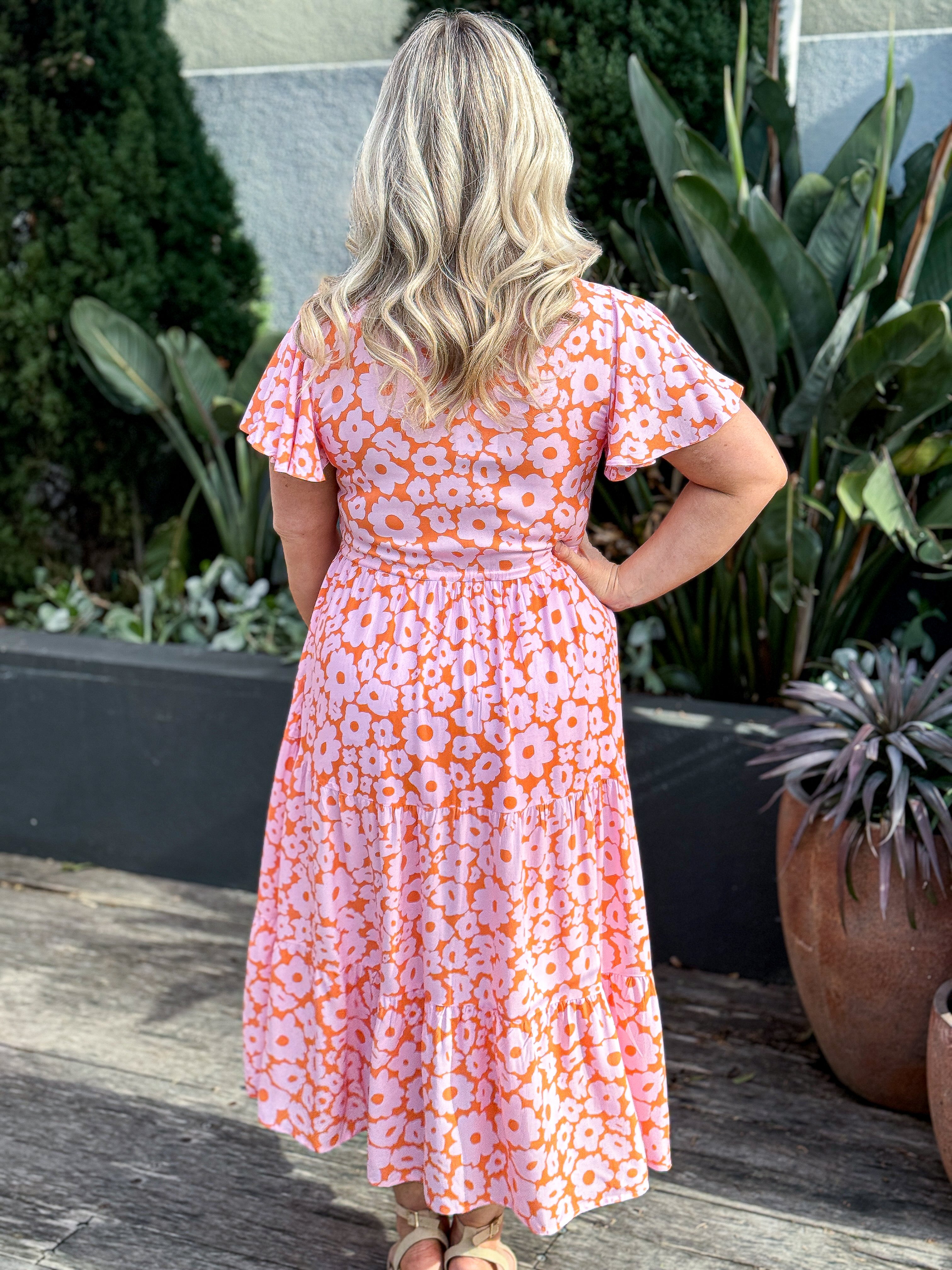 Donna Dress - Orange/ Pink Floral