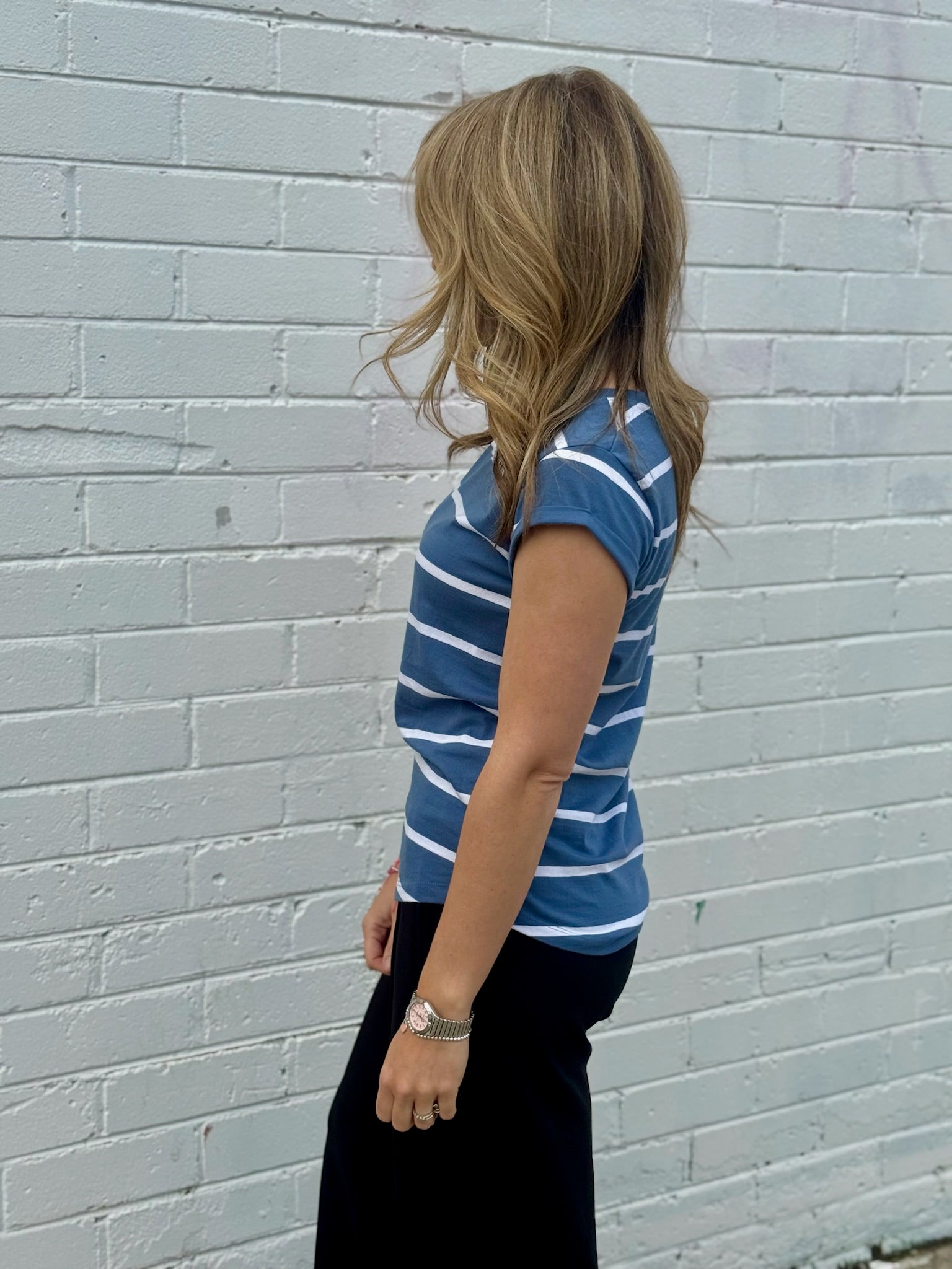 Manly Stripe Tee - Blue Horizon/White Stripe