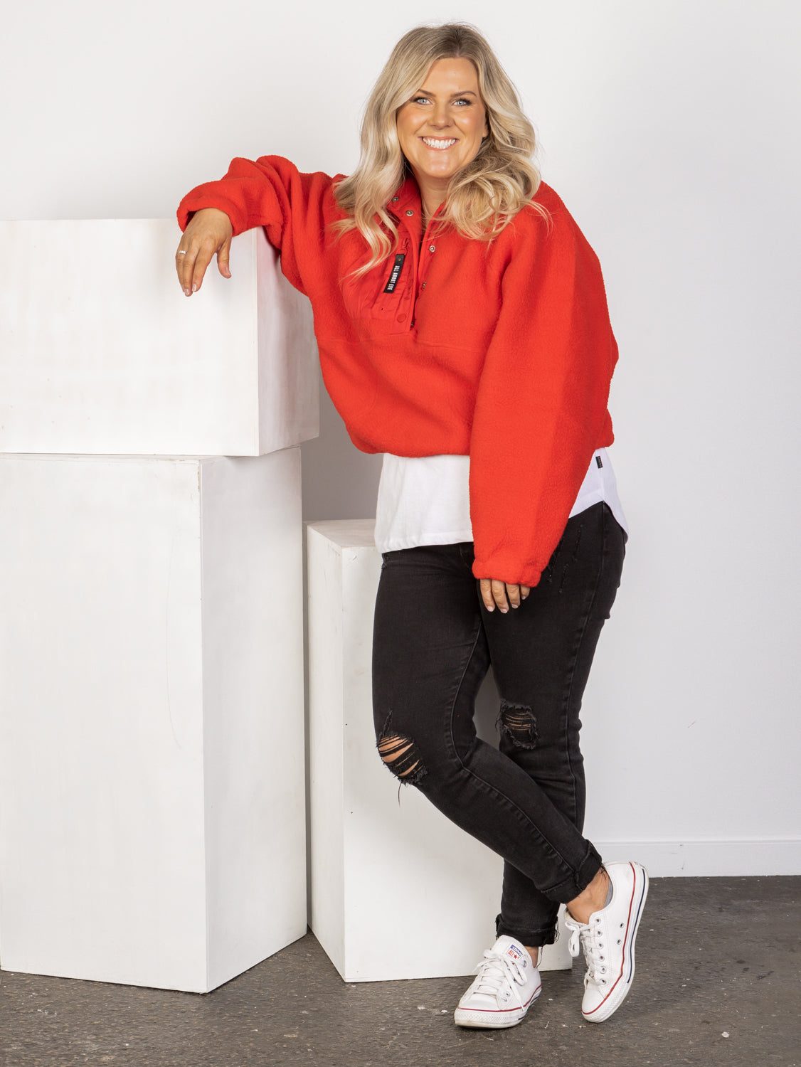 Active Teddy 1/4 Jumper - Red