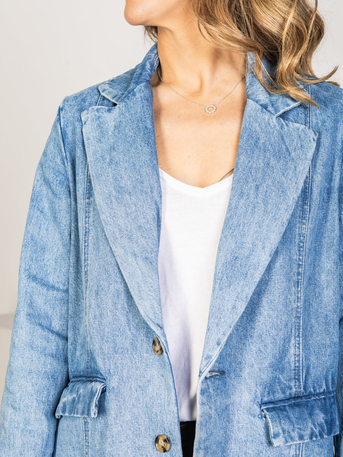 Cate Denim Blazer - Blue