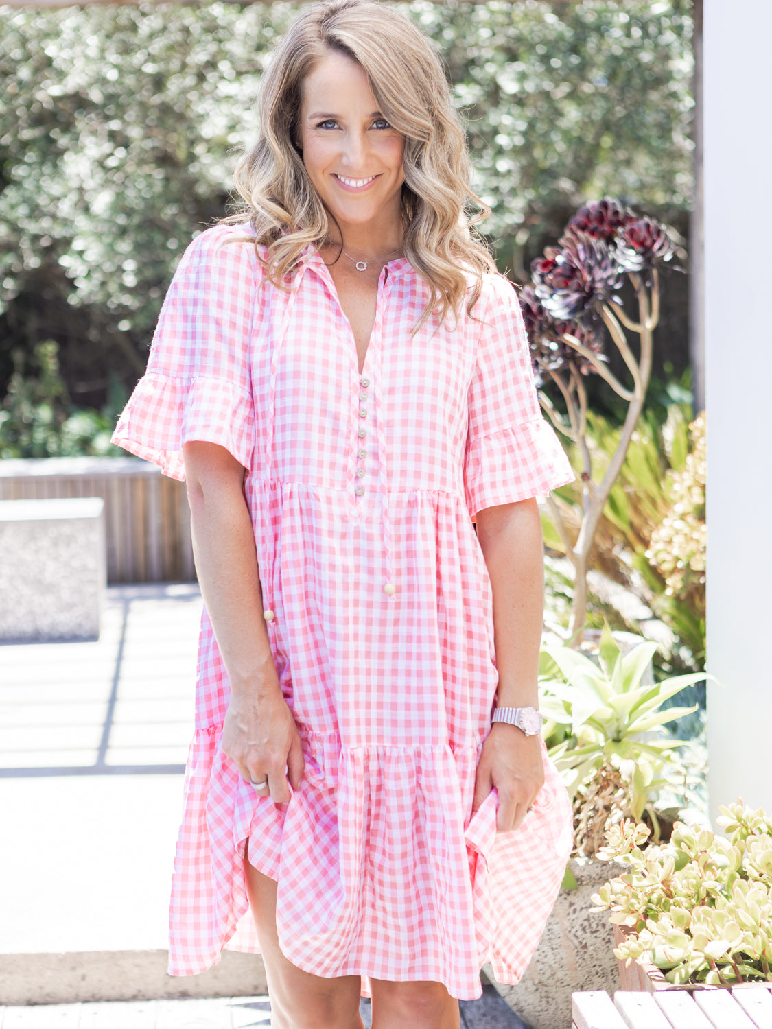 Veronica Dress - Pink Gingham