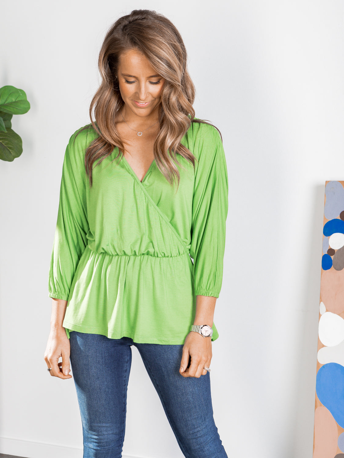 Bayeaux Wrap Top - Artichoke – Evergreen Clothing