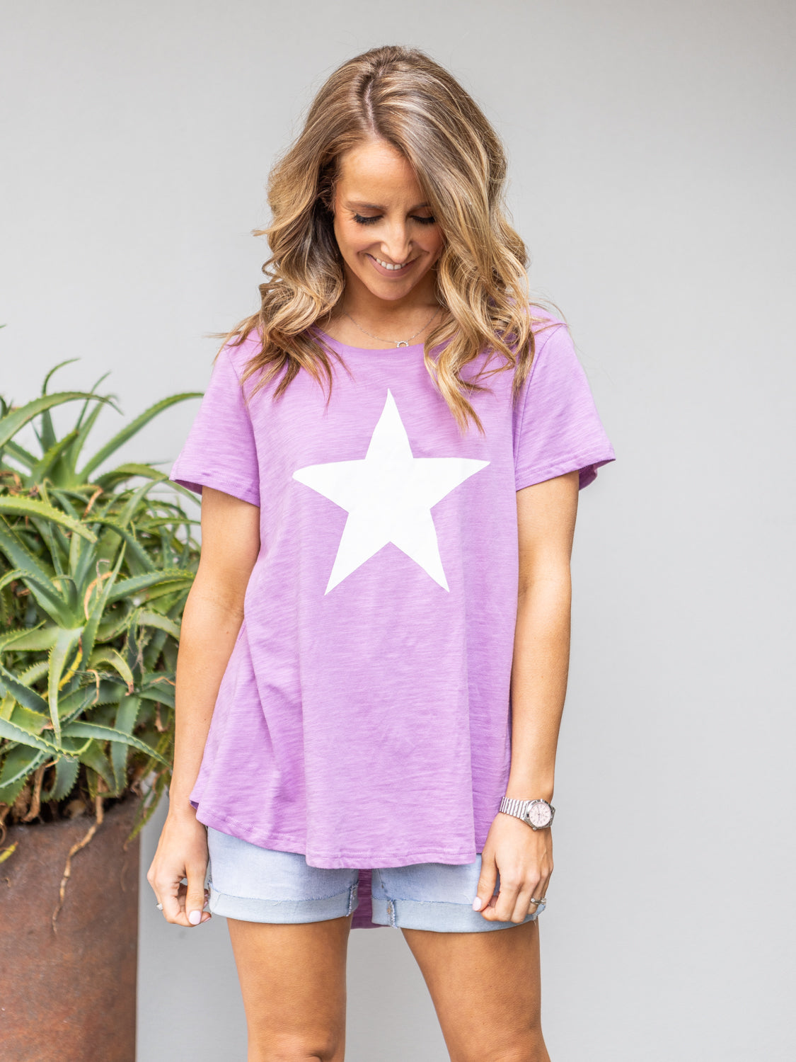 Maggie  Tee - Lilac / White Star