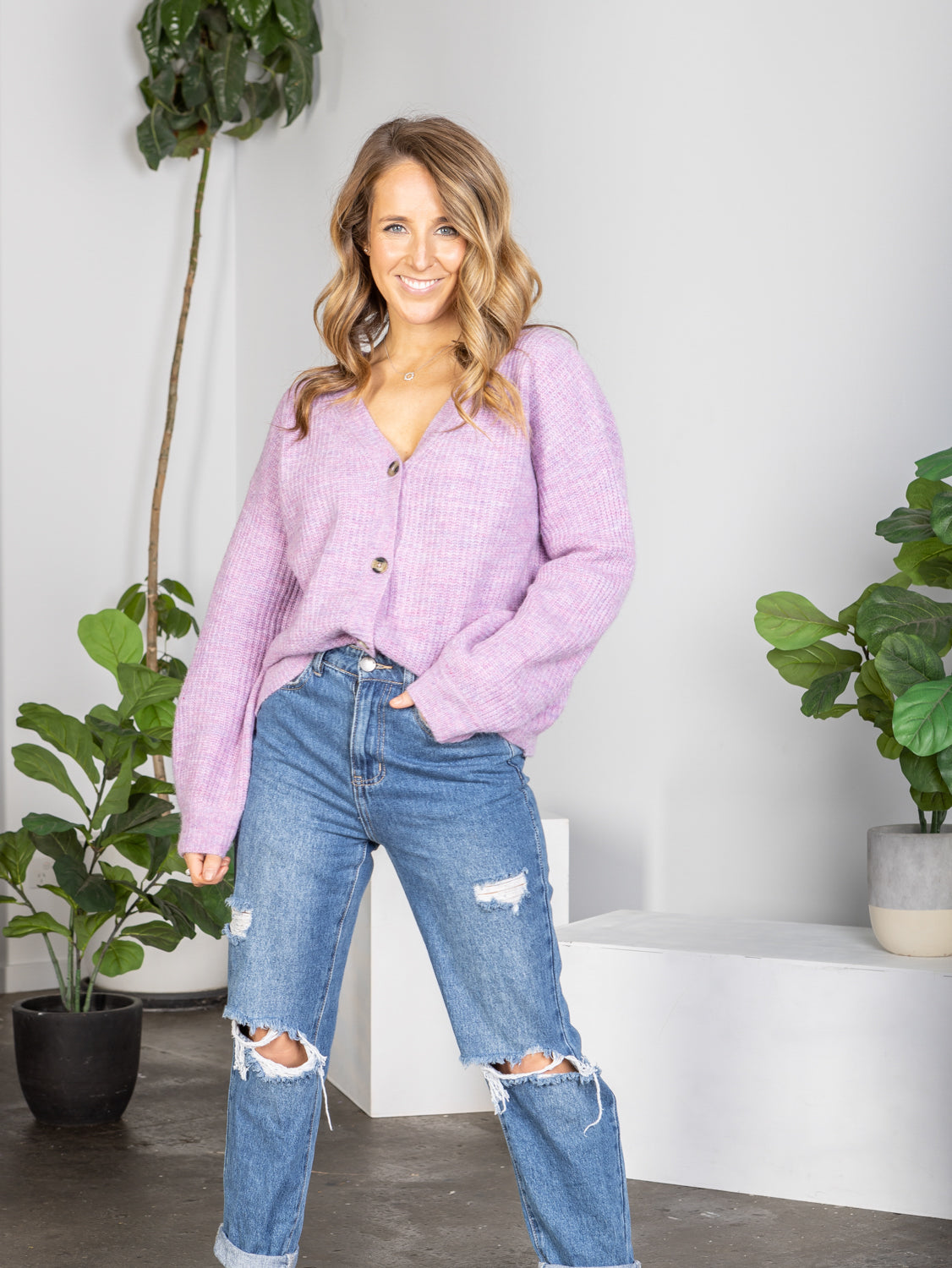 Belle Knit Cardi - Purple